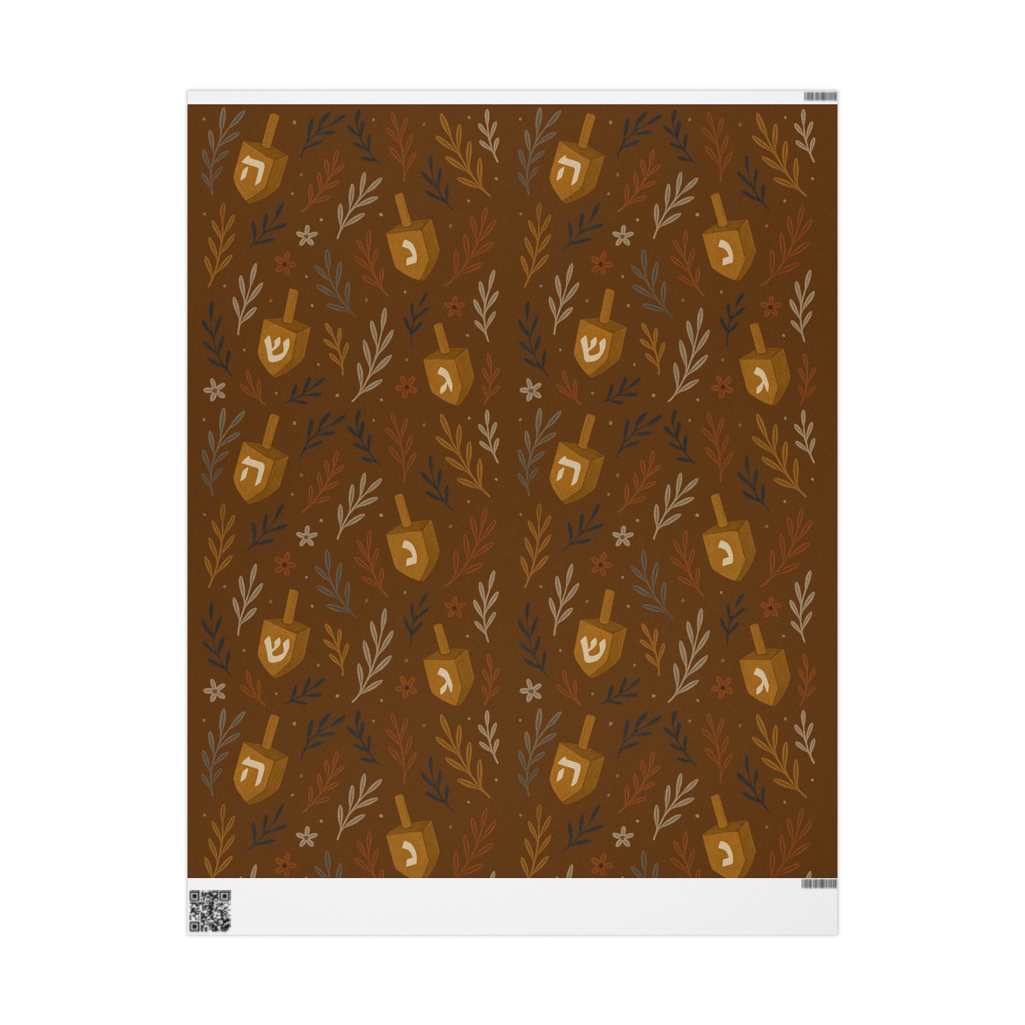 Floral Dreidel Hanukkah Wrapping Paper, Elegant Jewish Holiday Gift Wrap, Hanukkah Birthday Wedding Baby Shower Paper