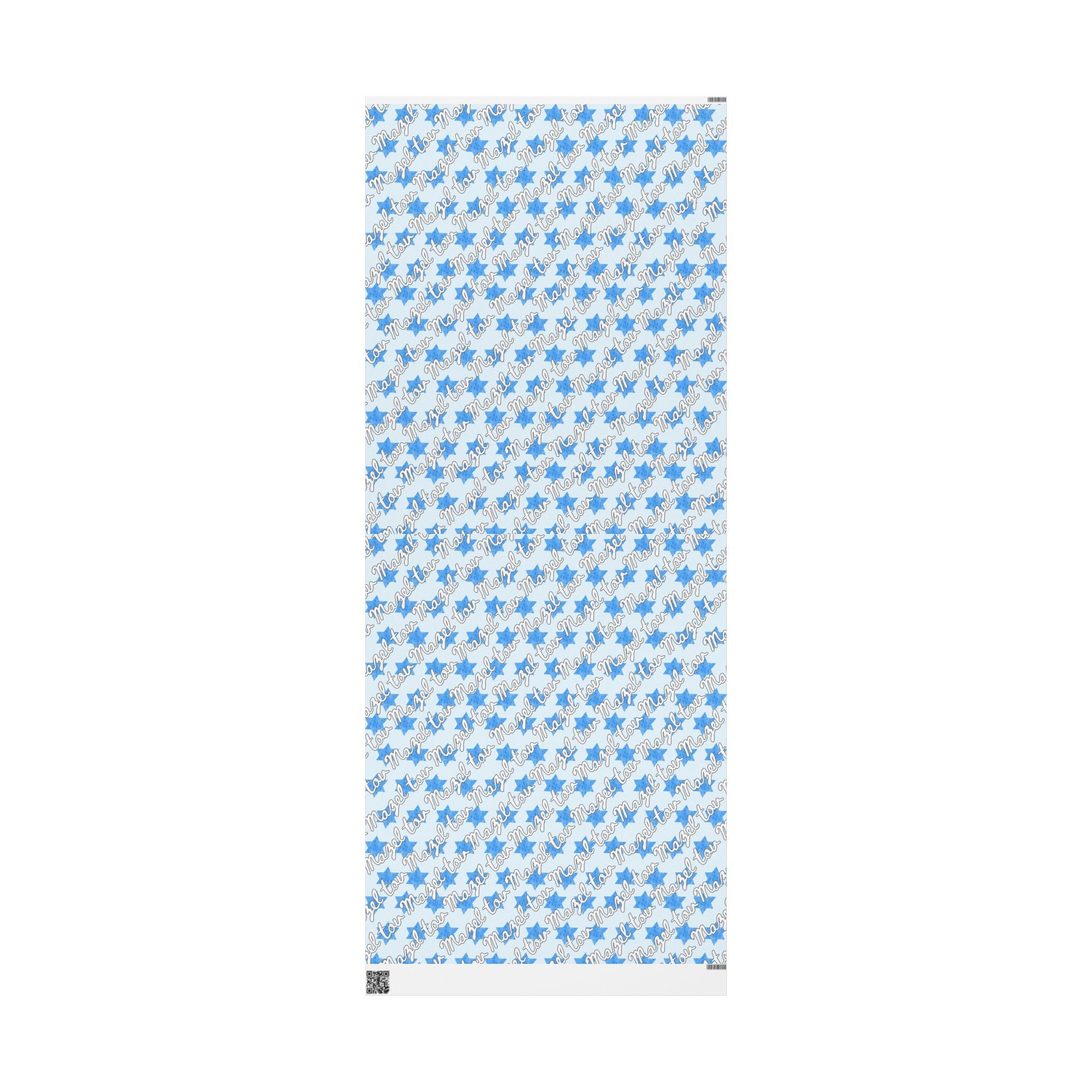 Mazel Tov Wrapping Paper Blue Star of David Gift Wrap, Jewish Bar Mitzvah Baby Naming Celebration Paper