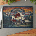 Colorado Avalanche Challah Board Stained Glass Shabbat Tray, 15x11 Jewish Hockey Wedding Gift