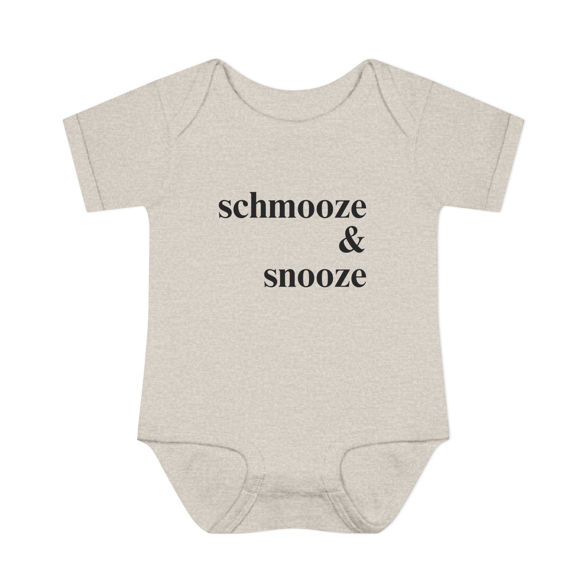 schmooze & snooze Infant Bodysuit | Minimal Script Baby Onesie