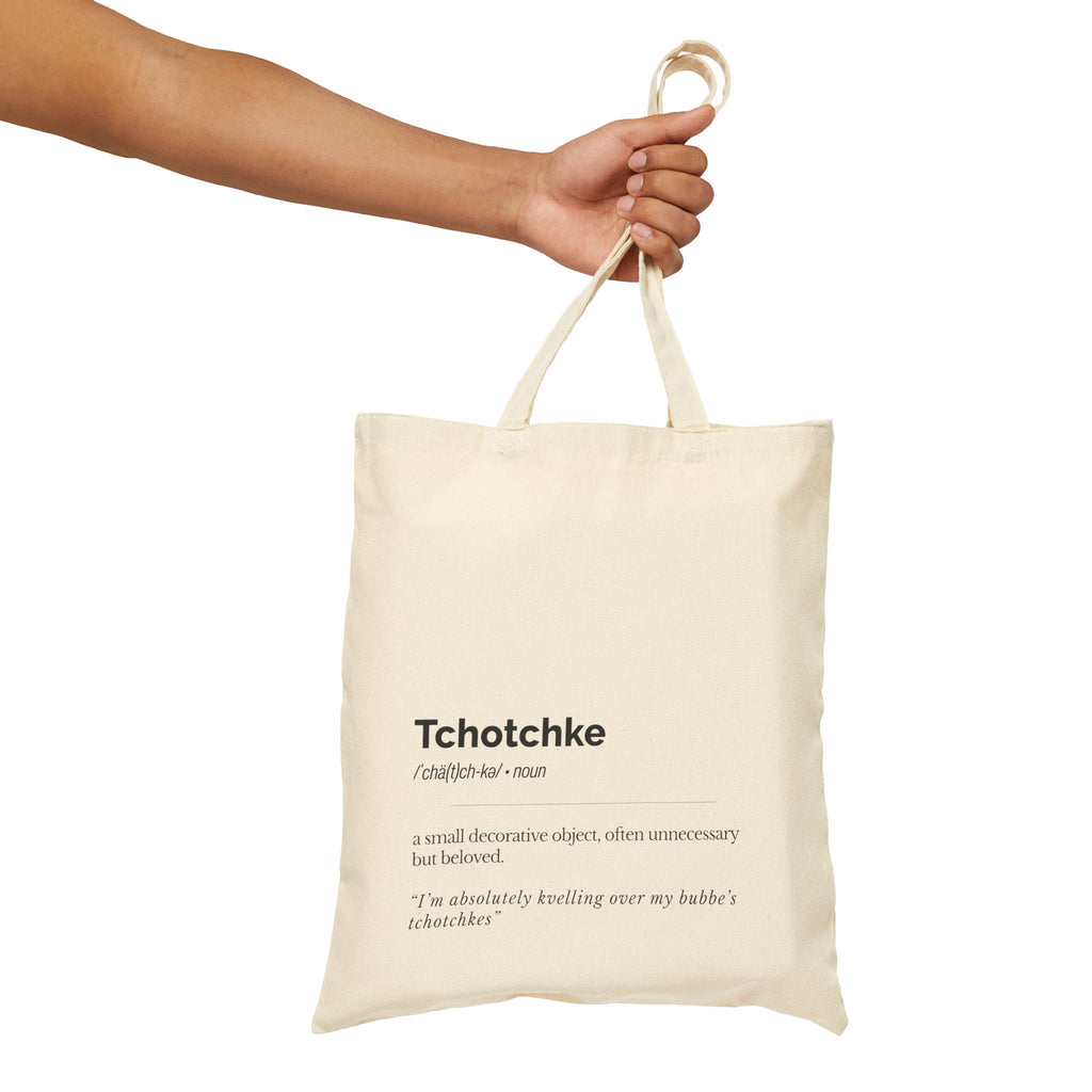 Tchotchkes Definition Tote Bag Yiddish Canvas Market Bag, Jewish Humor Gift for Teacher Student, Eco Friendly Everyday Carry