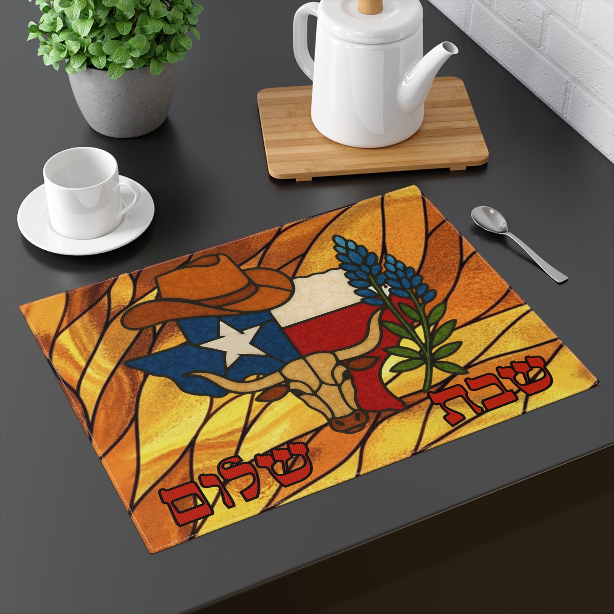 Texas Challah Cover Shabbat Shalom, Cowboy Hat Longhorn Design, State Flag Judaica, Jewish Wedding Gift, Modern Jewish Decor