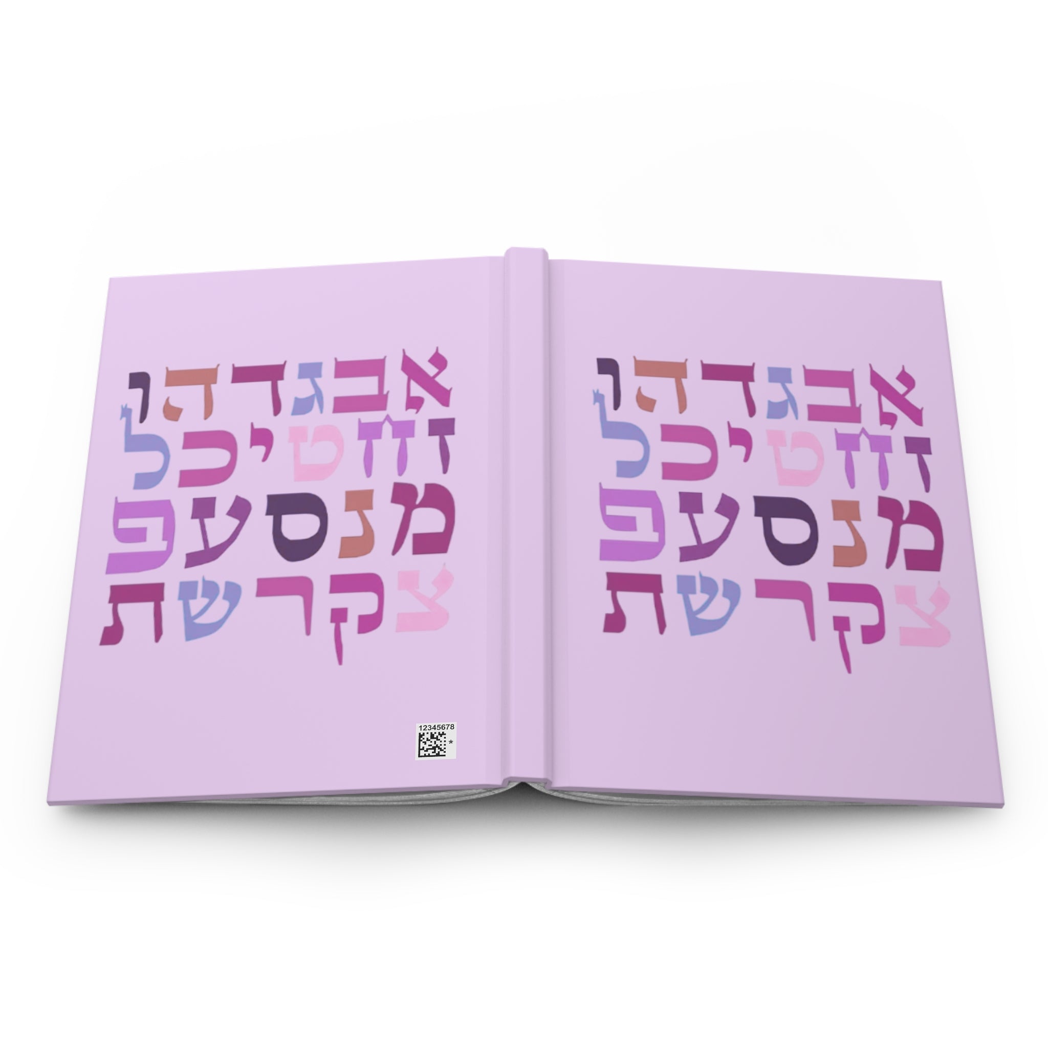 Pastel Hebrew Alphabet Hardcover Journal, Pink Hebrew Letters Notebook, Jewish Study Prayer Journal Gift