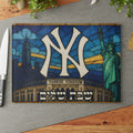 New York Yankees Challah Board Stained Glass Shabbat Tray, 15x11 Jewish Baseball Wedding Gift