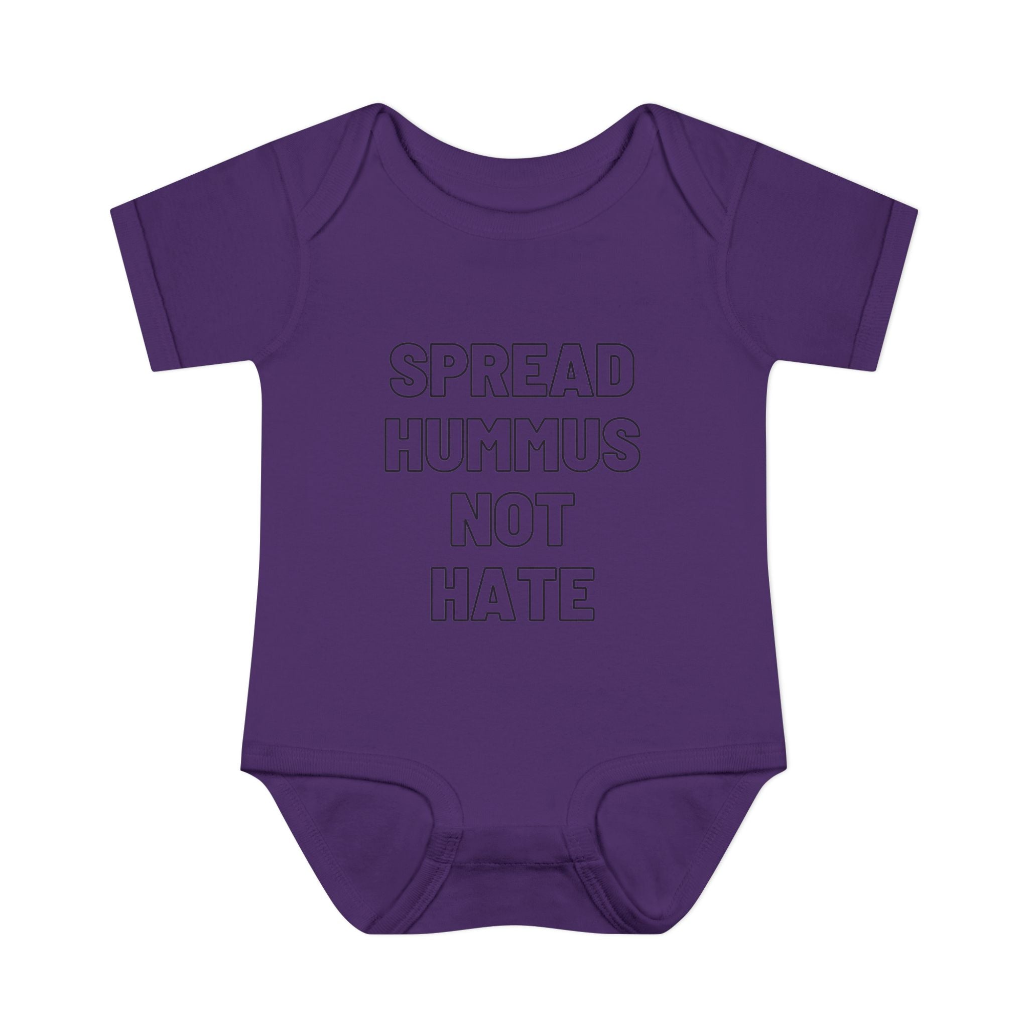 Spread Hummus Not Hate Baby Onesie Funny Jewish Infant Bodysuit, Foodie Humor Baby Shower Gift