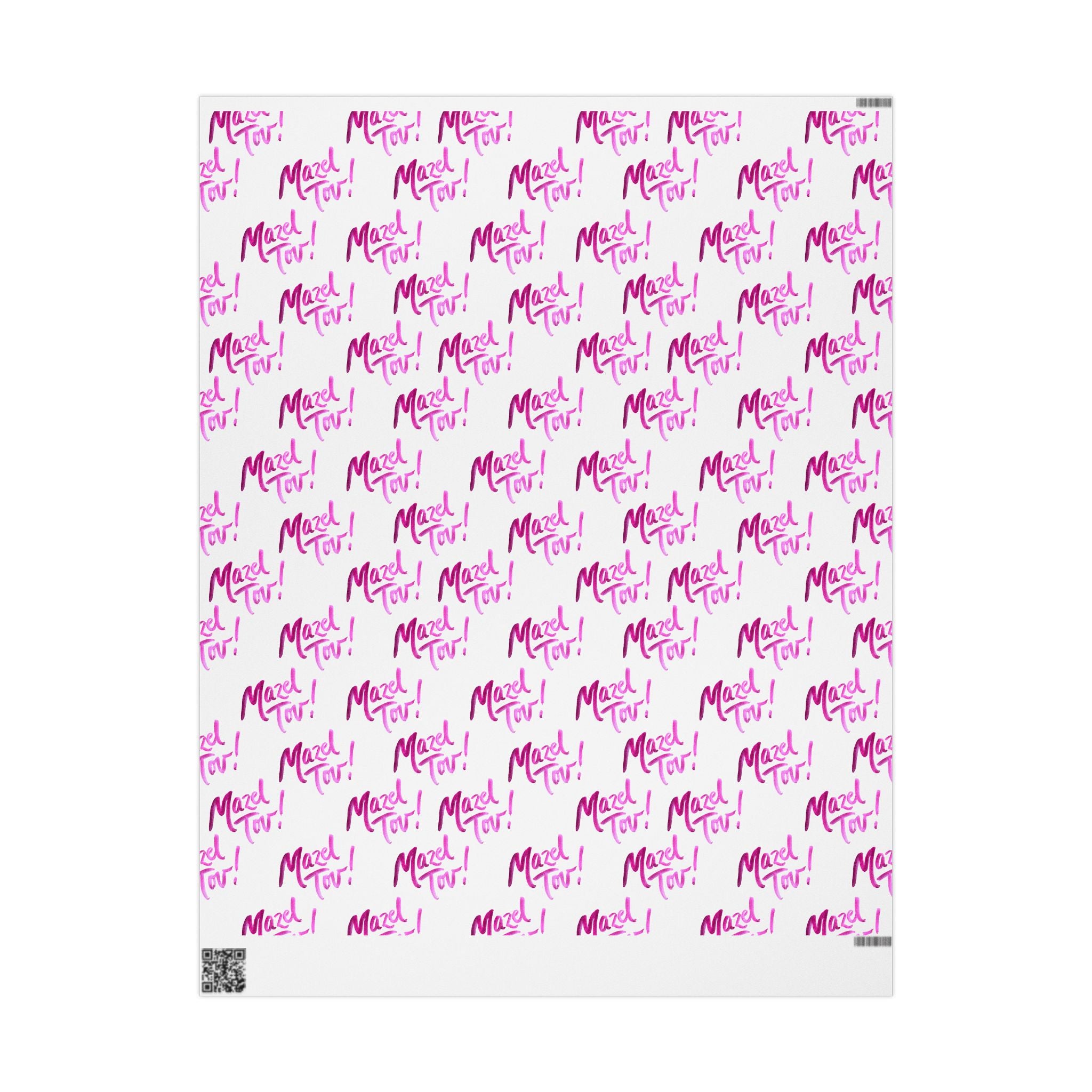 White and Pink Mazel Tov Wrapping Paper Roll, Jewish Gift Wrap for Baby Girl Naming Bat Mitzvah Wedding, Simcha Present Wrap