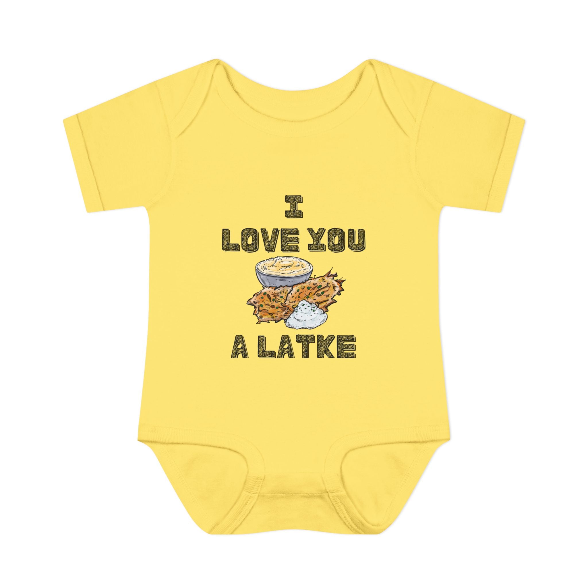 I Love You a Latke Baby Onesie | Funny Hanukkah Bodysuit | Jewish Infant Gift | Latke Baby Outfit | Cute Kosher Pun Baby Shower Gift
