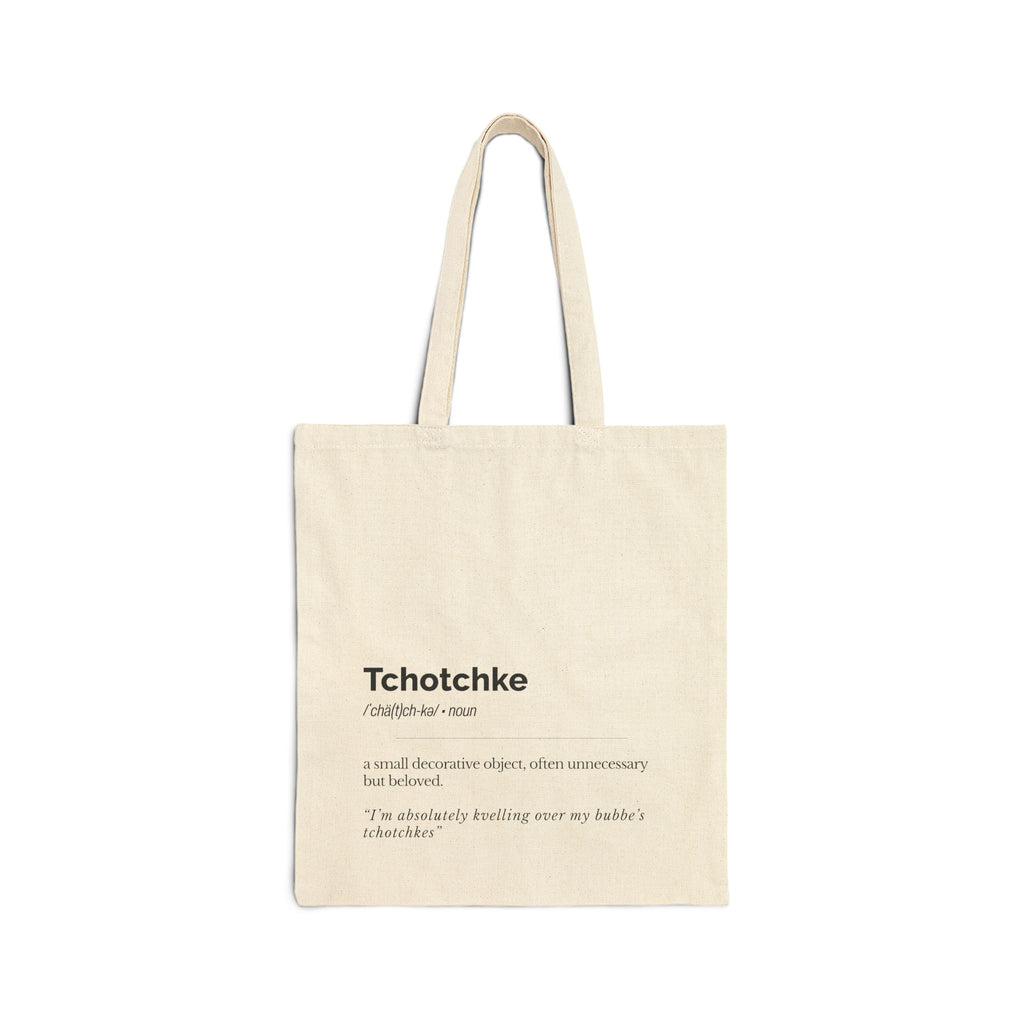 Tchotchkes Definition Tote Bag Yiddish Canvas Market Bag, Jewish Humor Gift for Teacher Student, Eco Friendly Everyday Carry