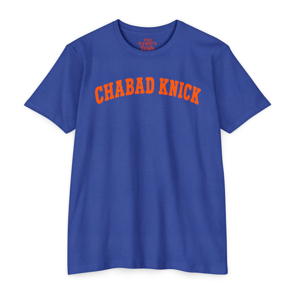 Chabad Knick T Shirt, Blue Orange Jewish Basketball Shirt, Chabadnik Gift Tee With 770 Back Print