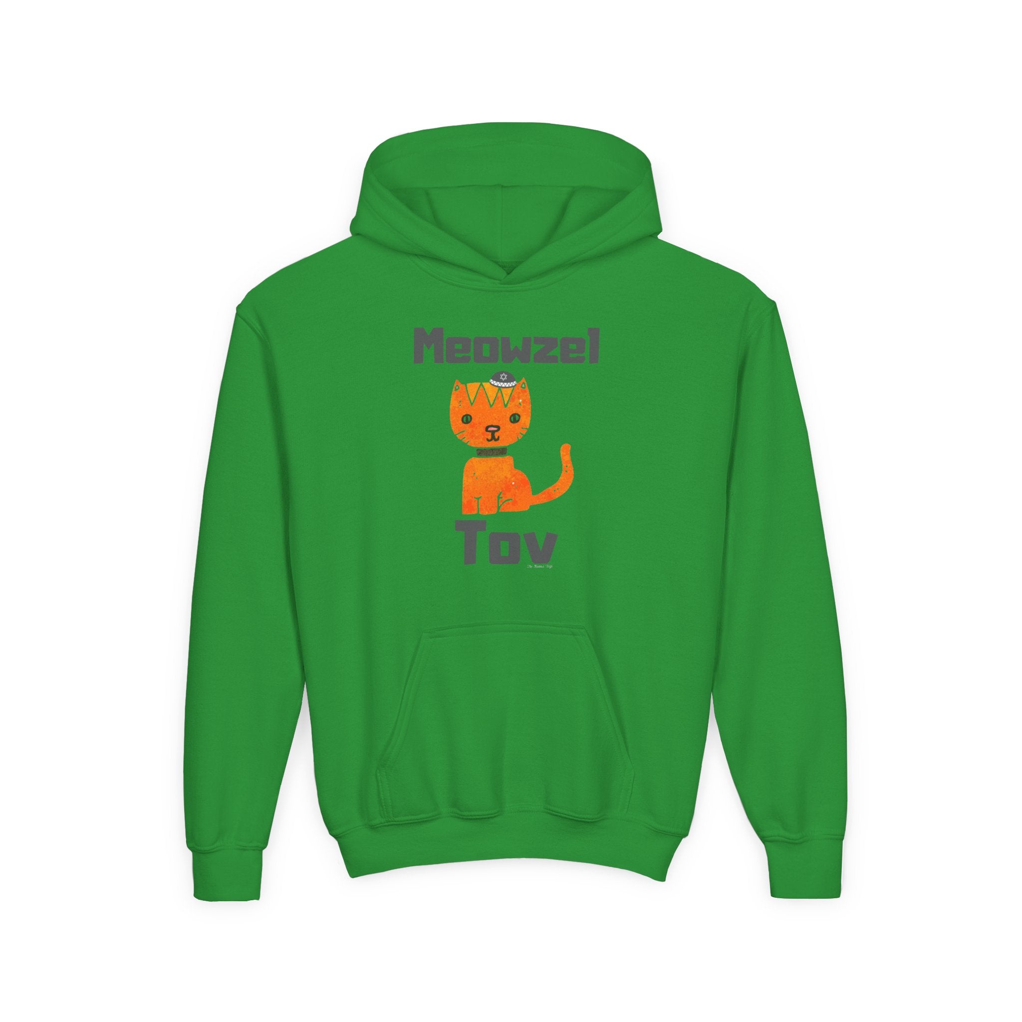 Meowel Tov Youth Hoodie Funny Jewish Cat Sweatshirt, Mazel Tov Hanukkah Gift for Kids