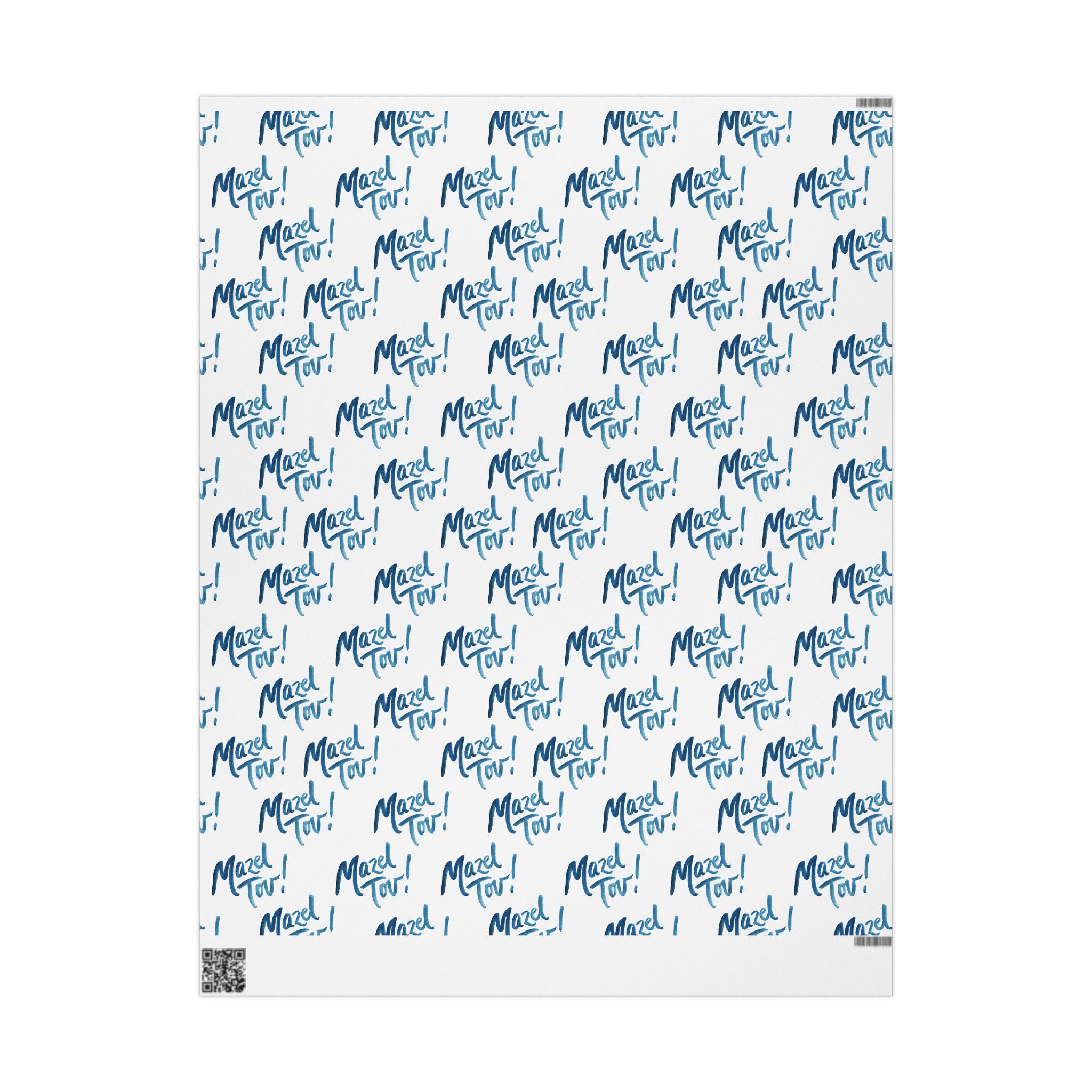 Mazel Tov Jewish Wrapping Paper Roll, White and Blue Gift Wrap for Jewish Wedding Bar Mitzvah Bat Mitzvah, Simcha Present Wrap