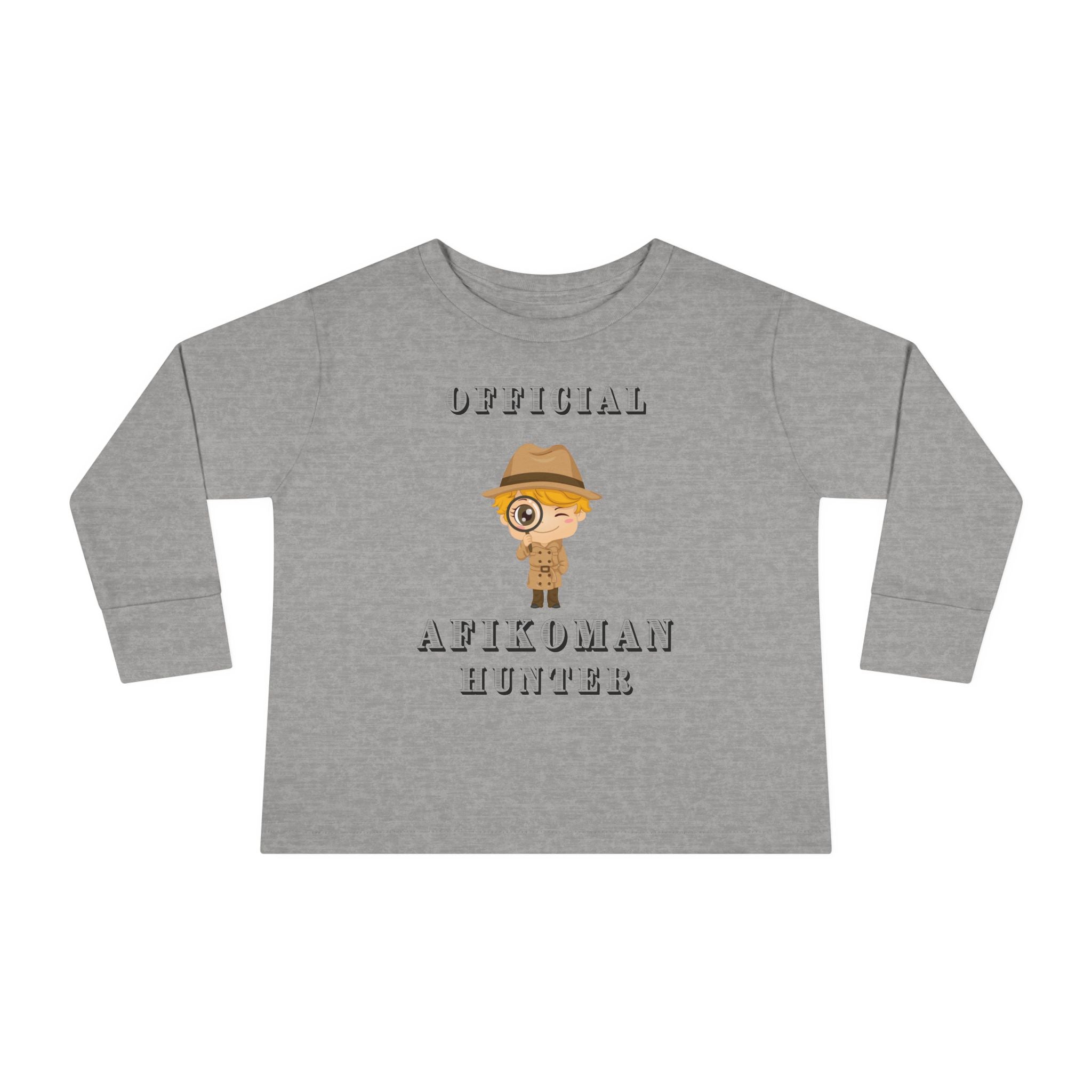 Afikomen Hunter Toddler Long Sleeve Tee, Passover Kids Shirt, Pesach Toddler Outfit, Jewish Holiday Gift girl