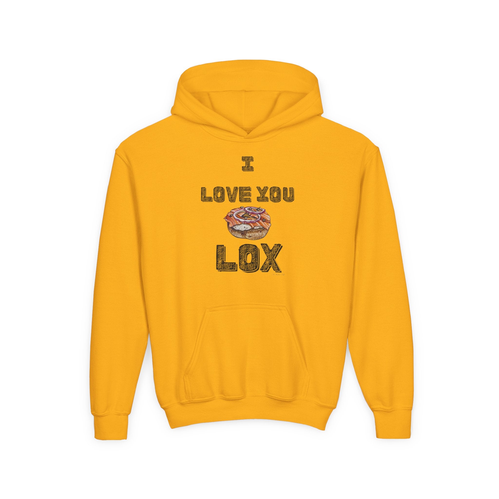 I Love You Lox Youth Hoodie Funny Jewish Food Sweatshirt, Hanukkah Gift for Kids and Bagel Lovers