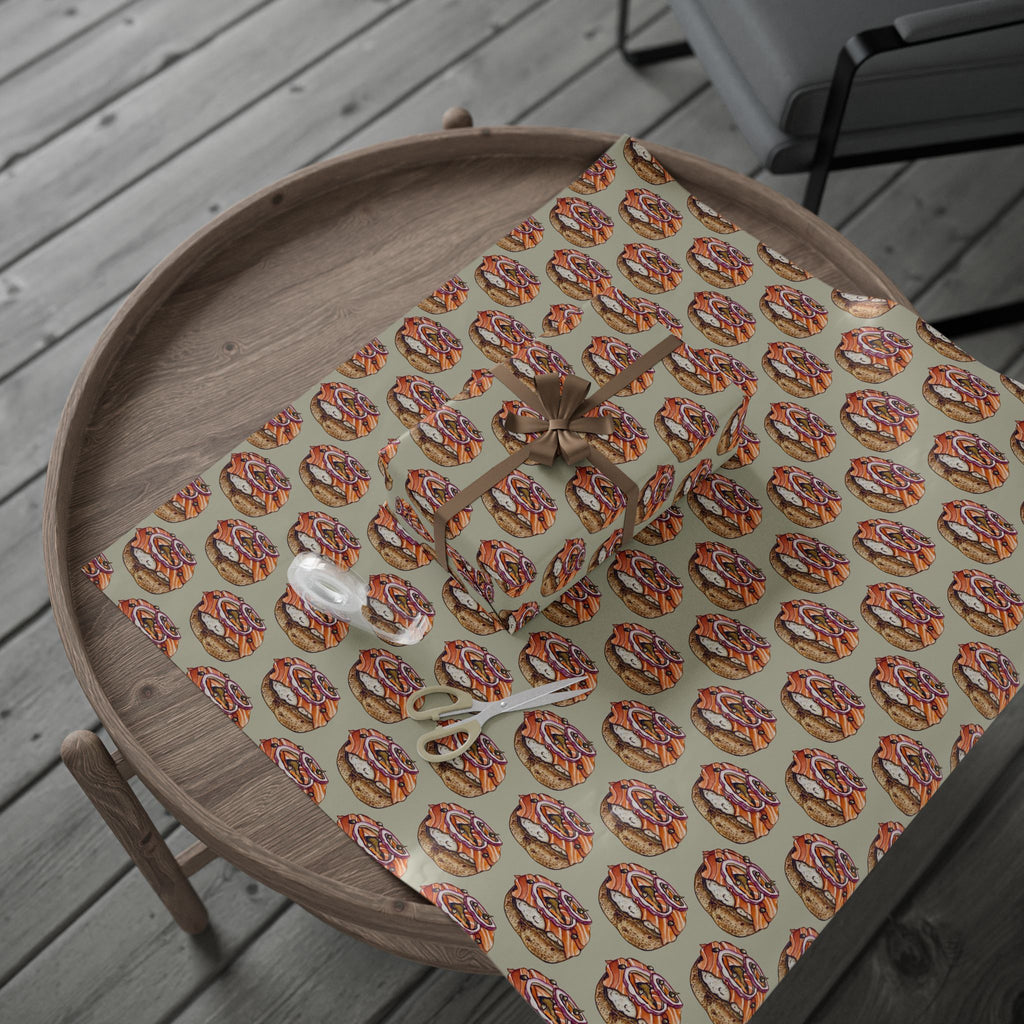 Bagels and Lox Wrapping Paper Jewish Gift Wrap, Funny Schmear Brunch Paper, Hanukkah Bar Mitzvah Housewarming Gift