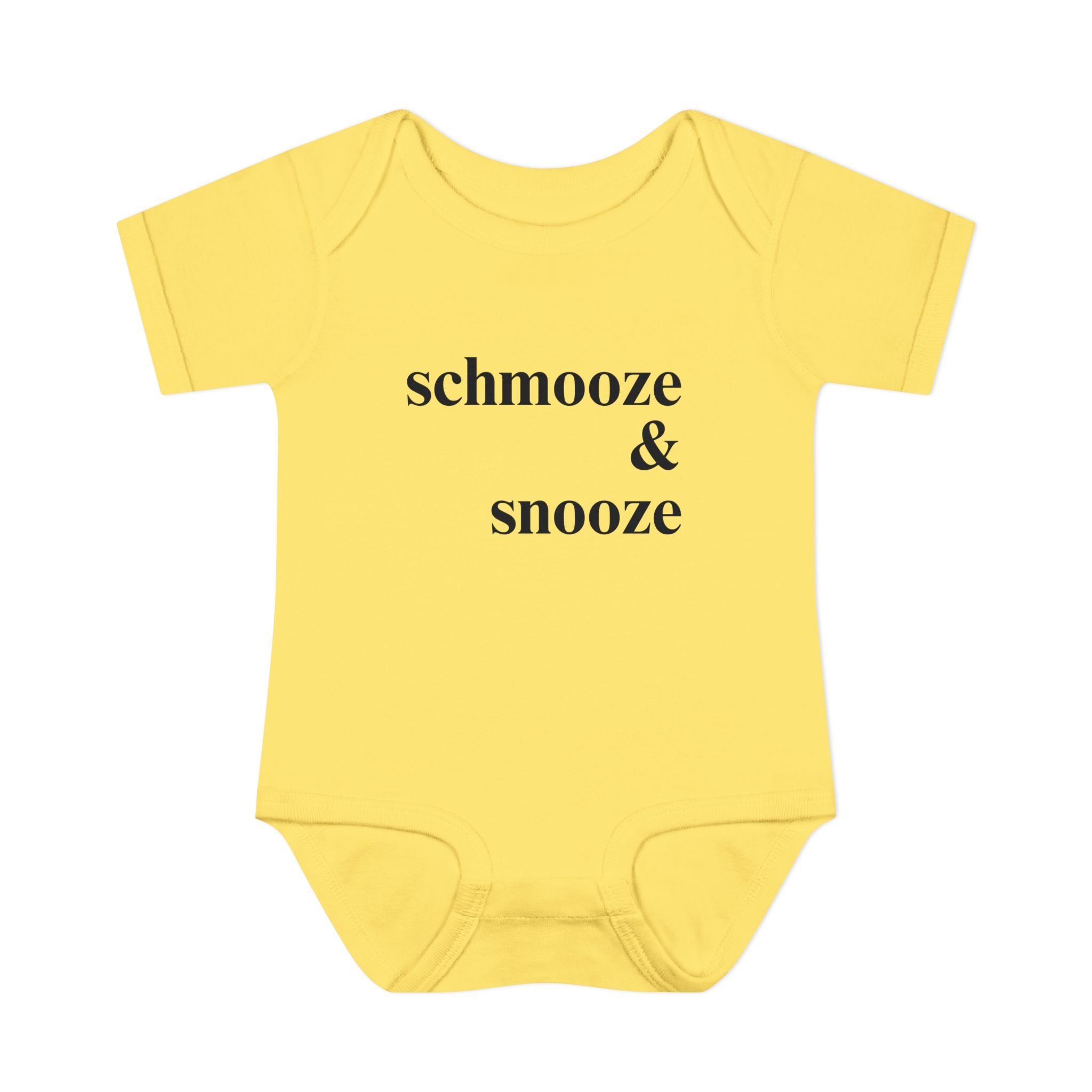 schmooze & snooze Infant Bodysuit | Minimal Script Baby Onesie