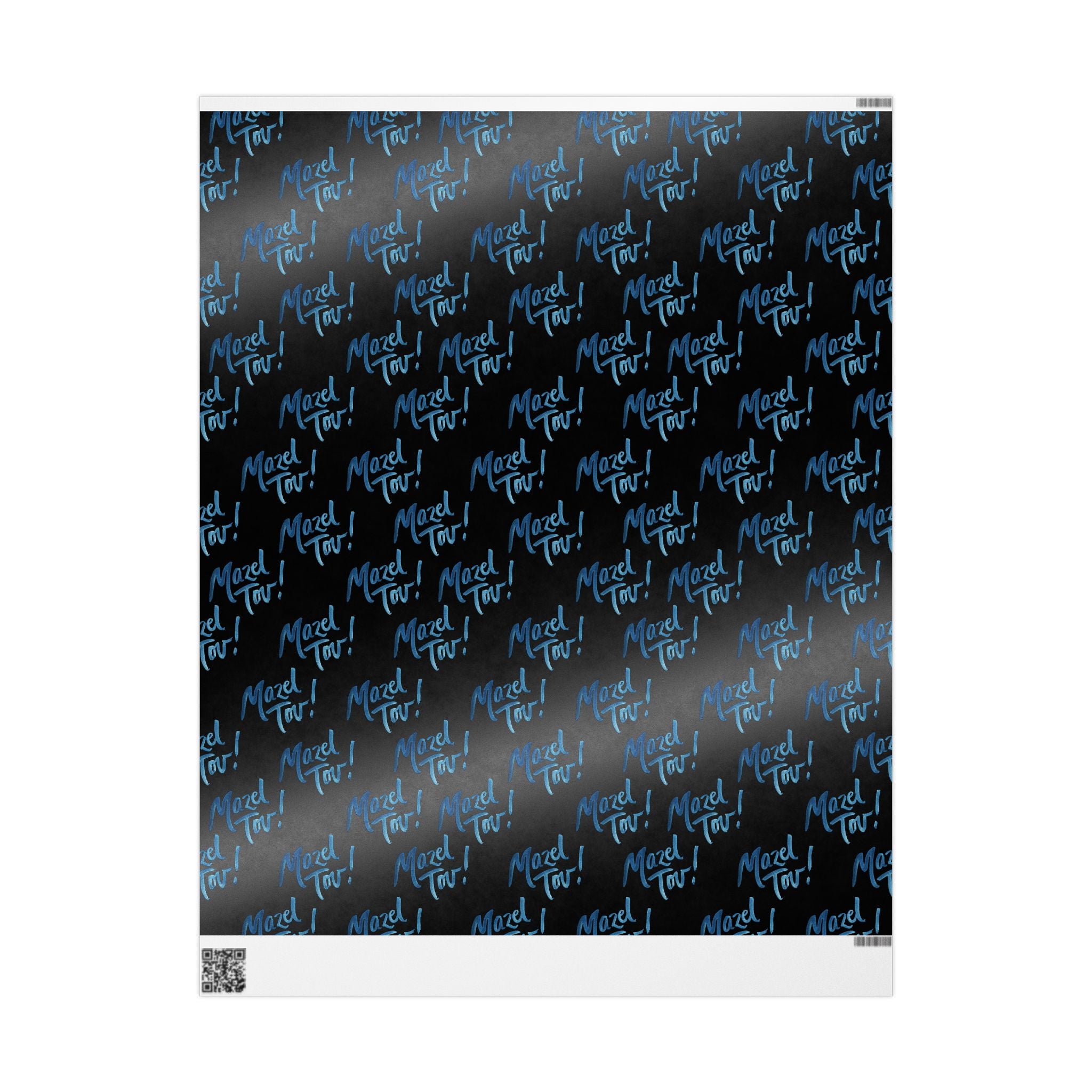 Black Mazel Tov Wrapping Paper Roll, Jewish Gift Wrap for Wedding Bar Mitzvah Bat Mitzvah, Modern Judaica Simcha Present Wrap