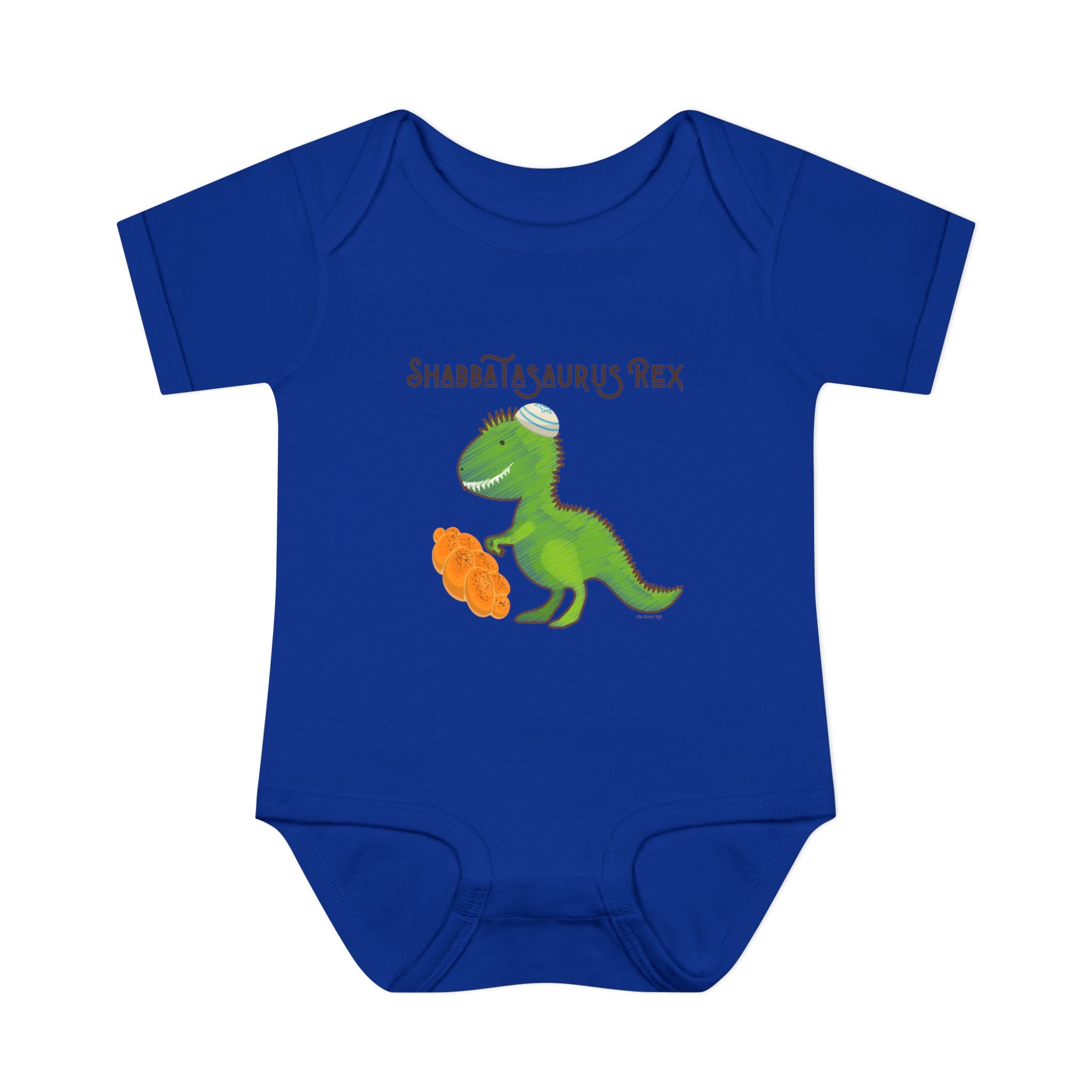 Shabbatasaurus Rex Infant Bodysuit | Dinosaur Shabbat Illustration