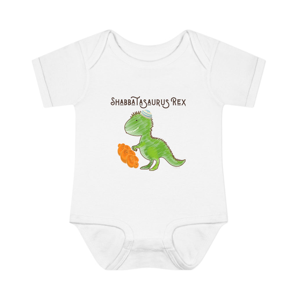 Shabbatasaurus Rex Infant Bodysuit | Dinosaur Shabbat Illustration