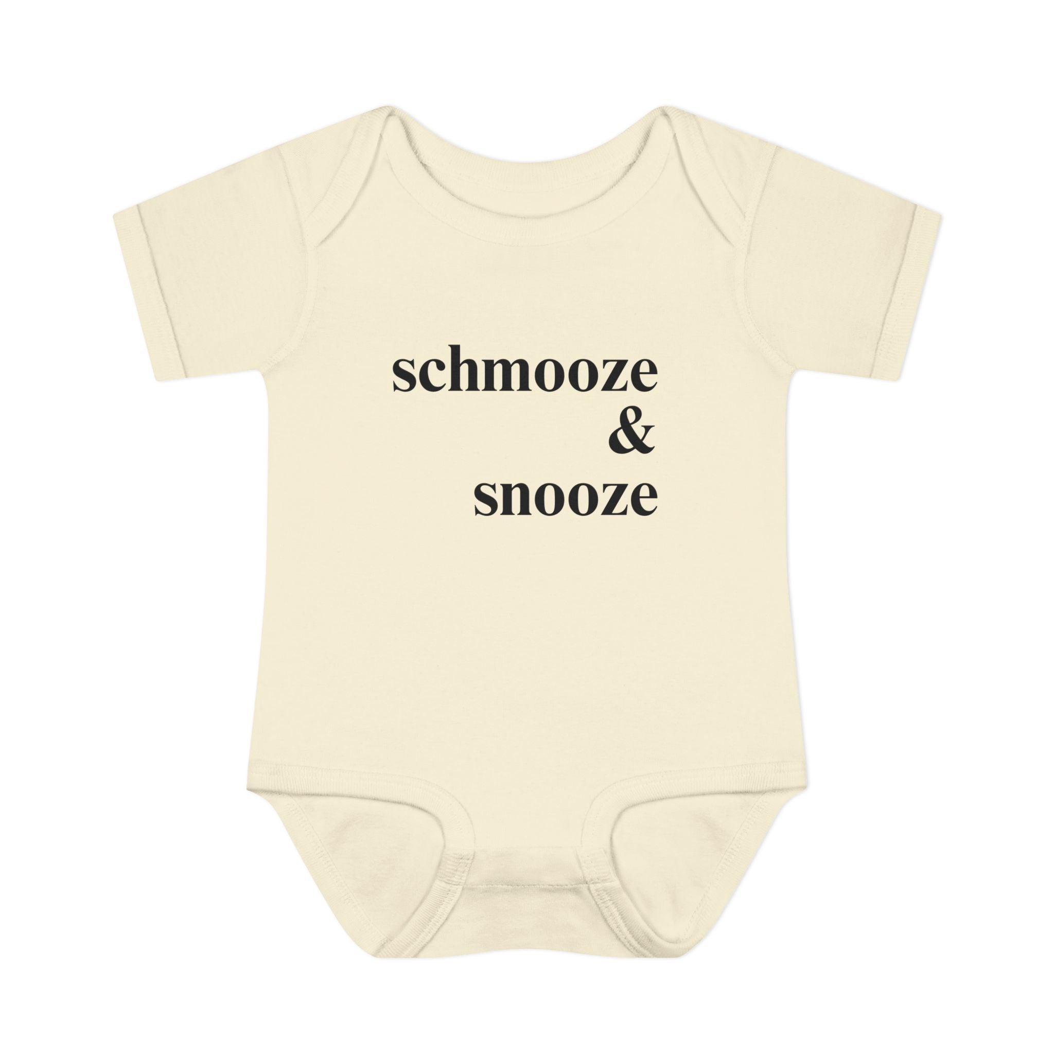 schmooze & snooze Infant Bodysuit | Minimal Script Baby Onesie