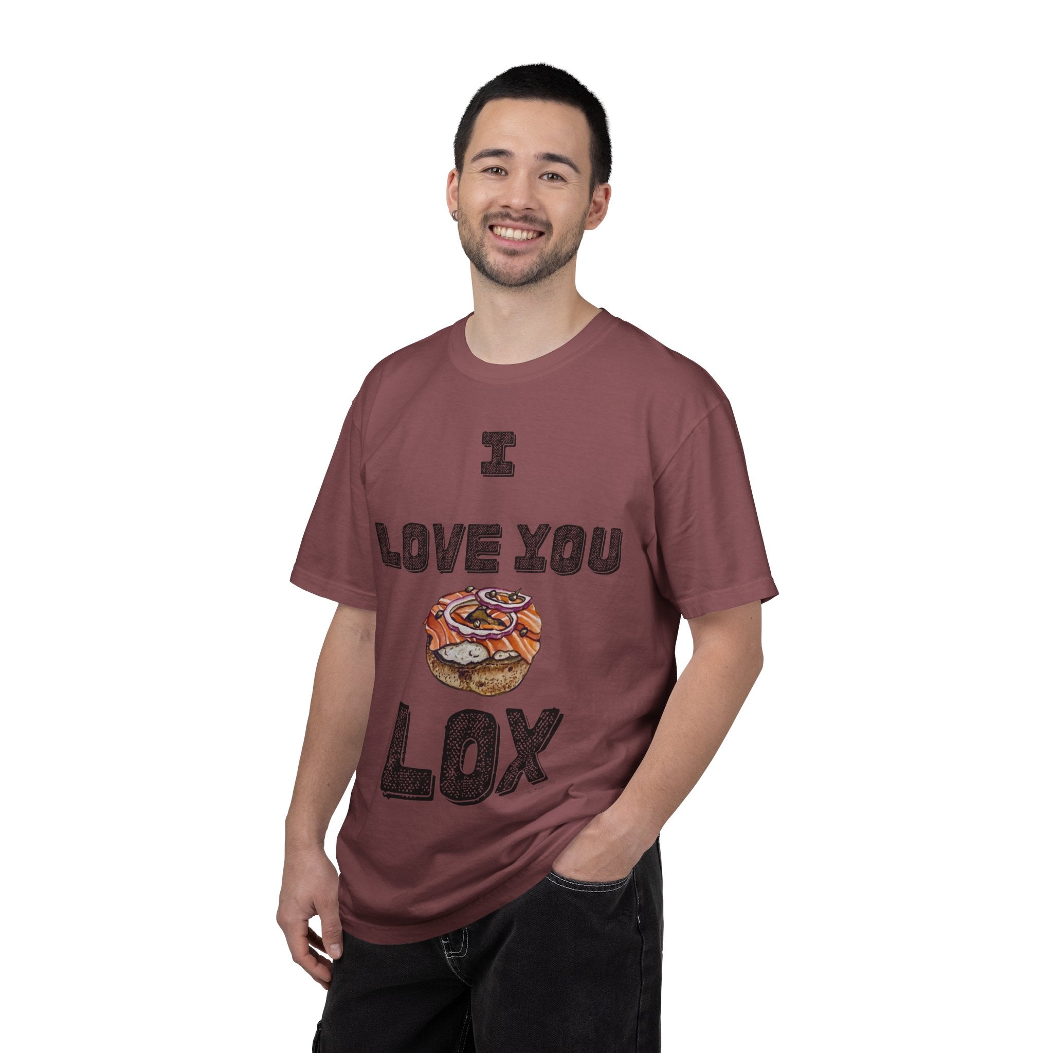 I Love You Lox Shirt, Funny Jewish Food T Shirt, Unisex Garment Dyed Tee Gift for Foodies