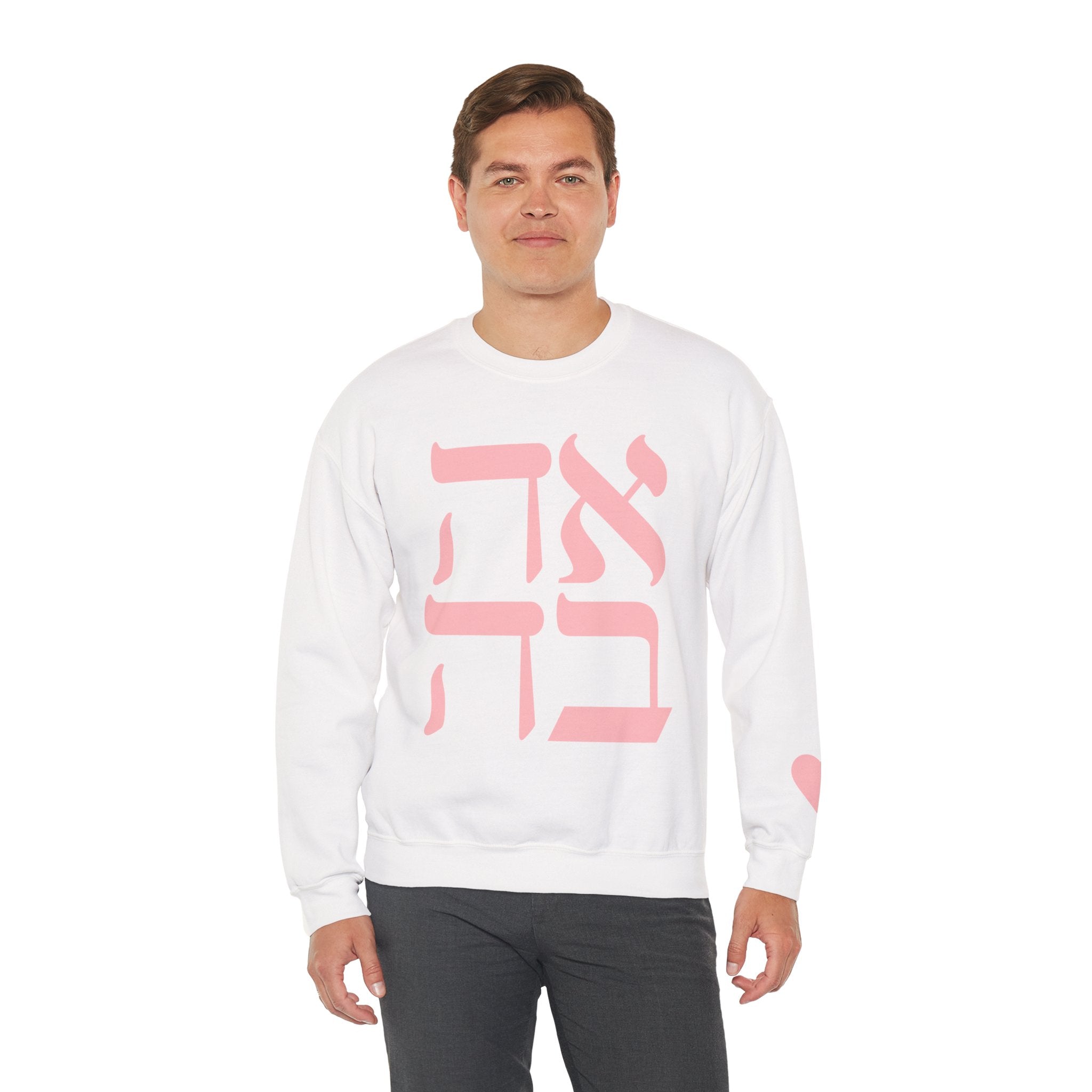 Ahava Sweatshirt in Hebrew | Embroidered Love Crewneck, Jewish Valentine Gift for Her, Tu BAv Cozy Pullover