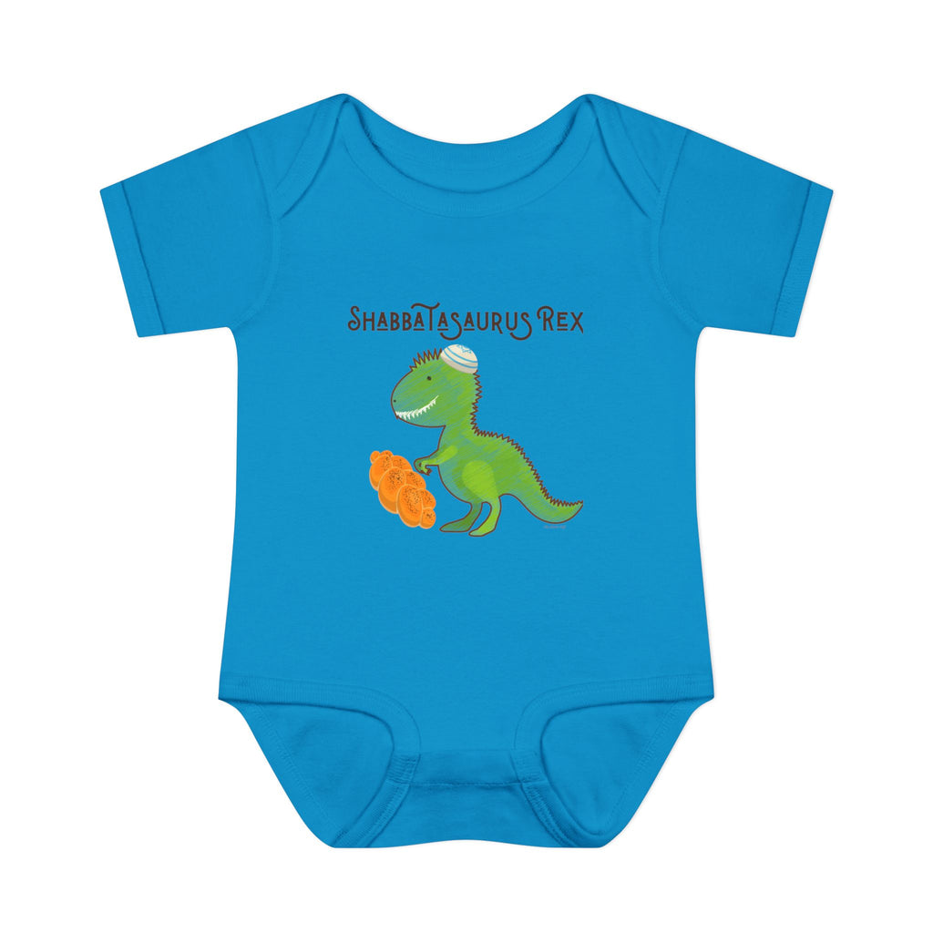 Shabbatasaurus Rex Infant Bodysuit | Dinosaur Shabbat Illustration