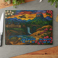North Carolina Challah Board Stained Glass Shabbat Tray, 15x11 Biltmore Judaica, Jewish Southern Wedding Gift