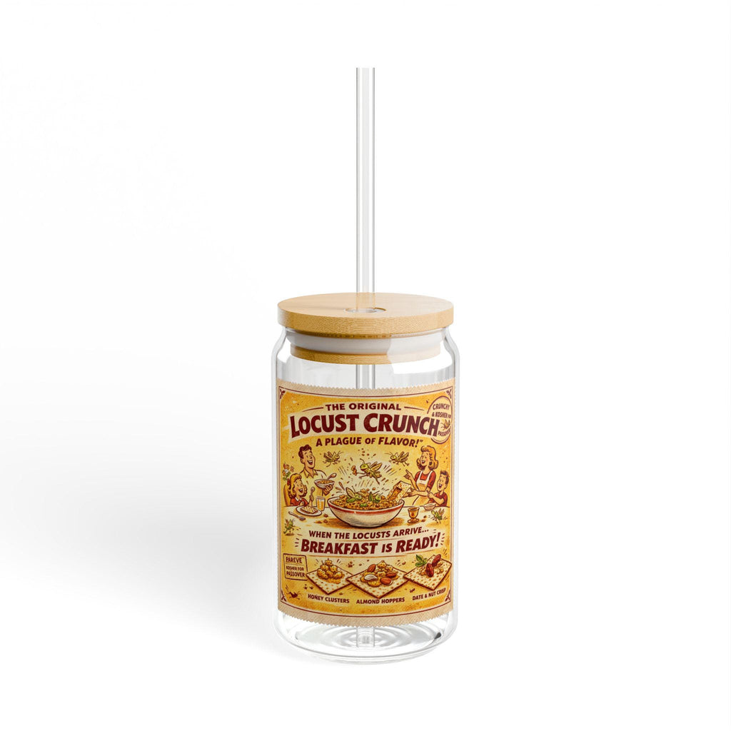 Passover Matzah Sipper Glass, Vintage Ad Drinkware, Bamboo Lid Straw Cup