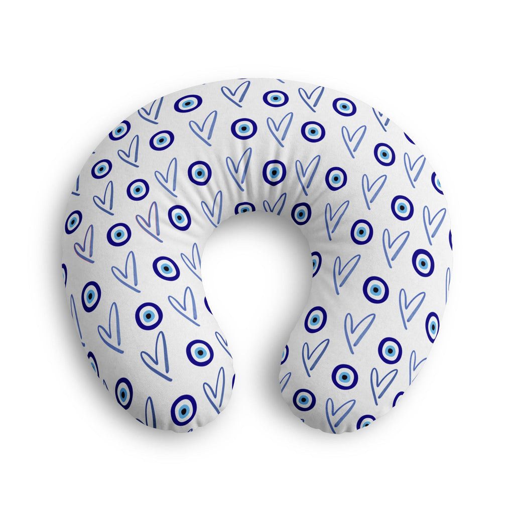 Evil Eye Nursing Pillow Cover, Jewish Baby Feeding Cover With Hearts, Modern Judaica Nursery Deco