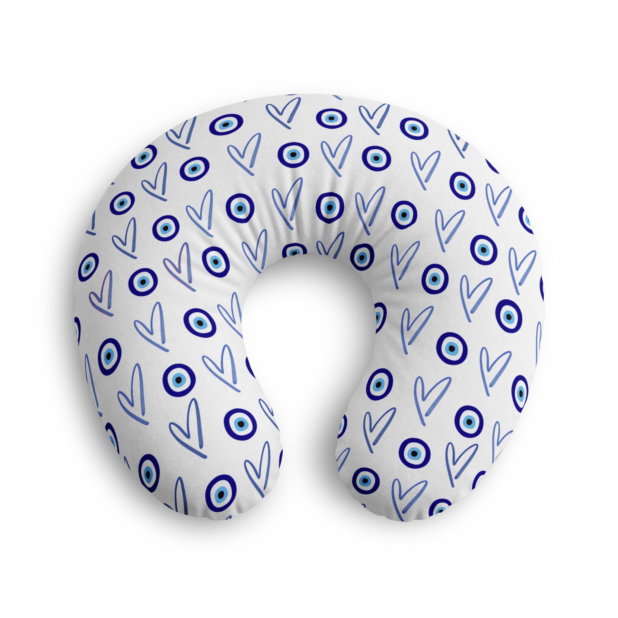 Evil Eye Nursing Pillow Cover, Jewish Baby Feeding Cover With Hearts, Modern Judaica Nursery Deco