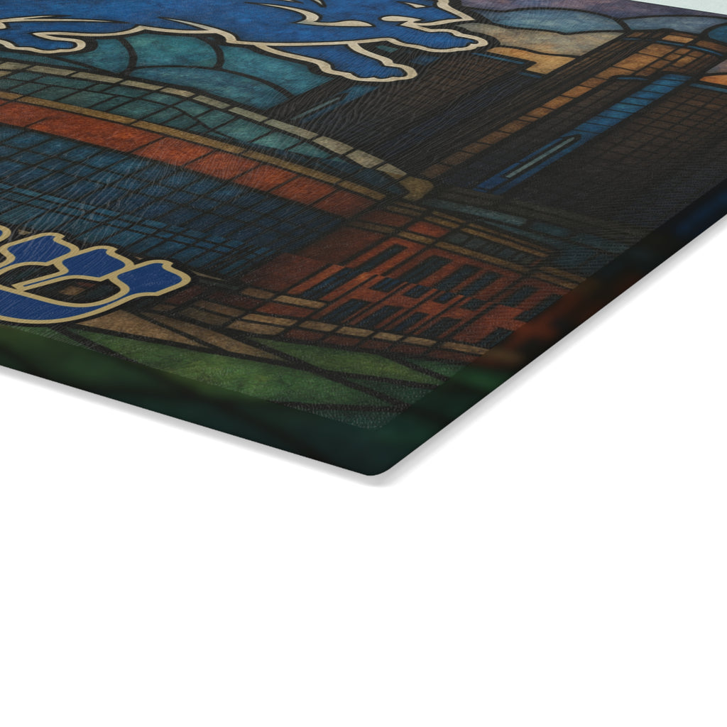 Detroit Lions Challah Board Stained Glass Shabbat Tray, 15x11 NFL Judaica Wedding Gift