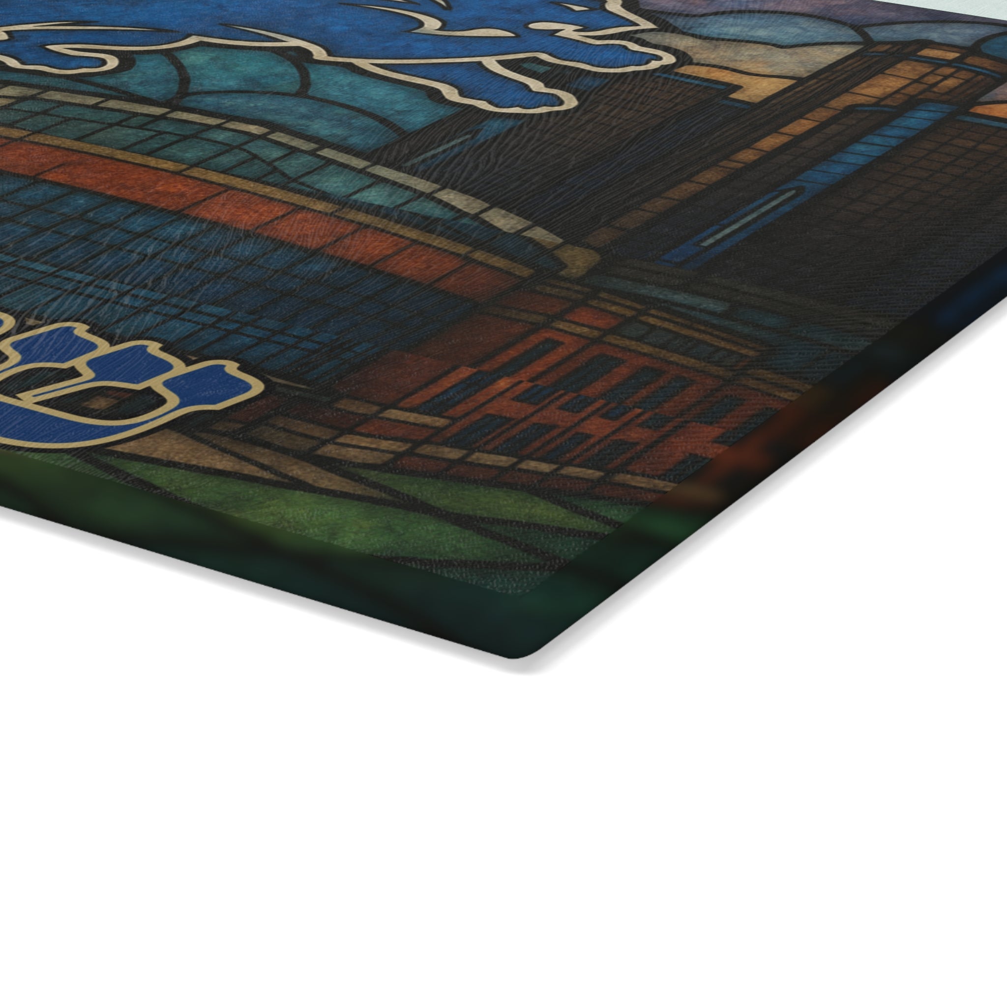 Detroit Lions Challah Board Stained Glass Shabbat Tray, 15x11 NFL Judaica Wedding Gift