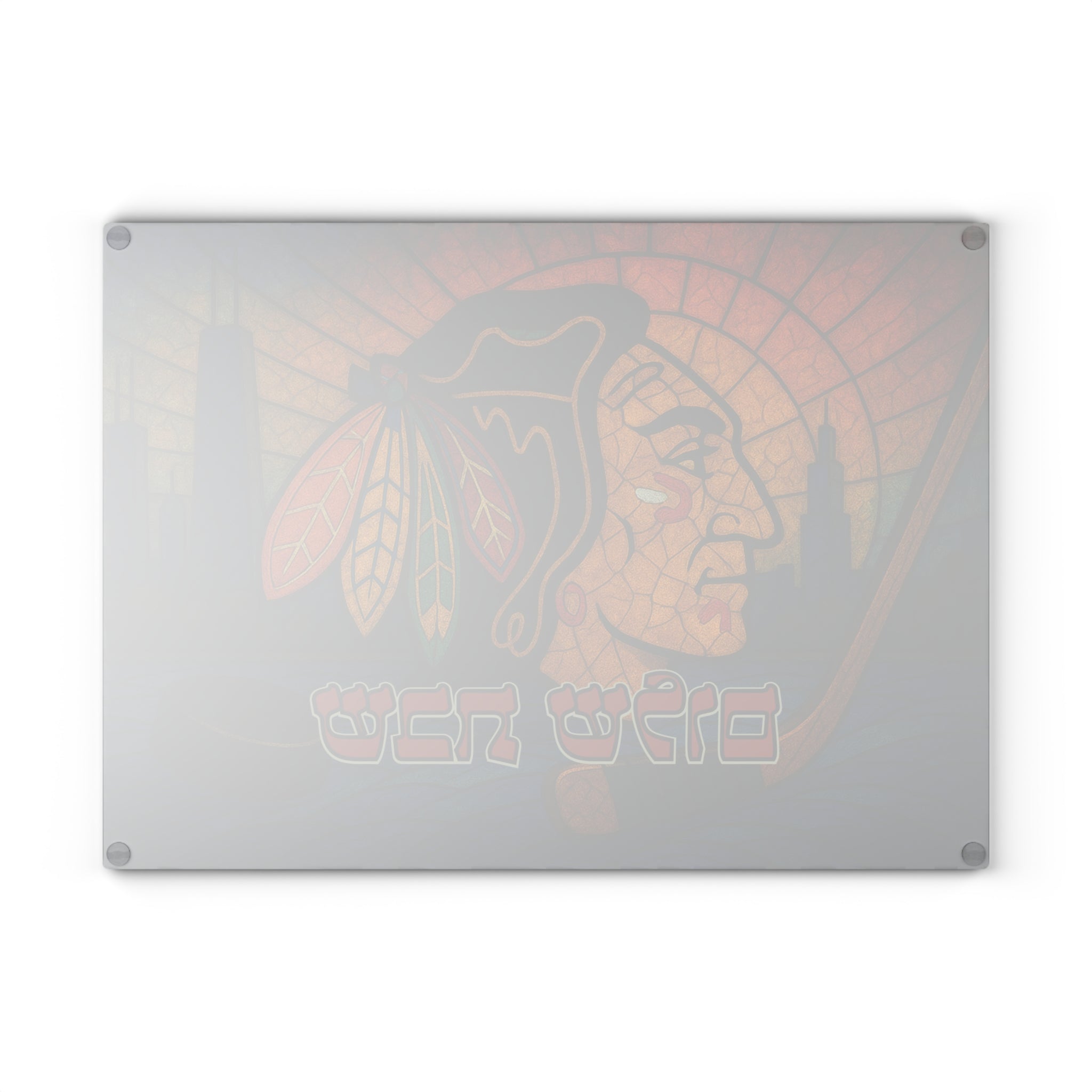 Chicago Blackhawks Challah Board Stained Glass Shabbat Tray, 15x11 Hockey Judaica, Jewish Chicago Wedding Gift