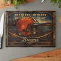 Cleveland Browns Challah Board Stained Glass Style | 15x11 Tempered Glass Shabbat Serving Tray | Jewish Football Fan Gift