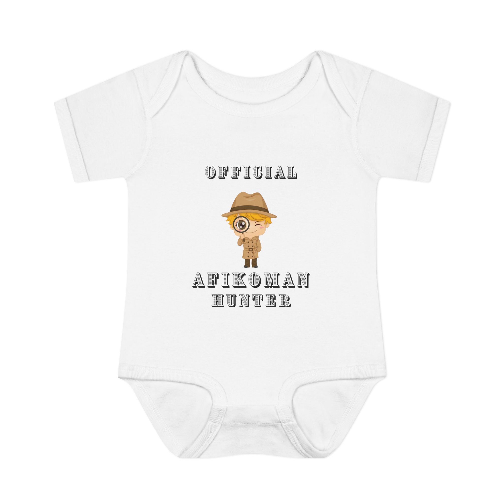 Official Afikoman Hunter Baby Bodysuit, Passover Infant Outfit, Pesach Seder Onesie, Jewish Baby Gift for First Seder