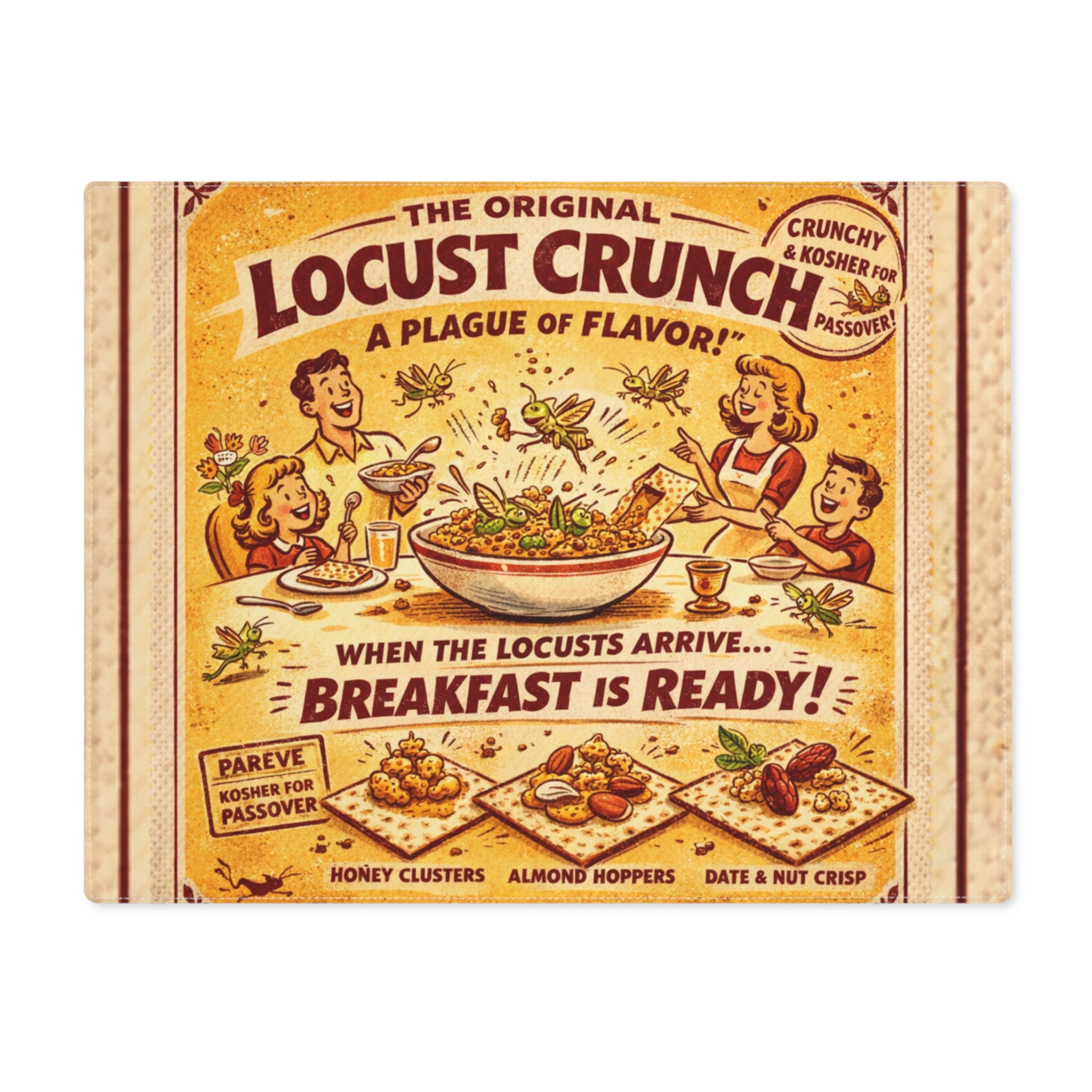PASSOVER pesach locust crunch Passover Placemat, Funny Seder Table Mat, Pesach Decor