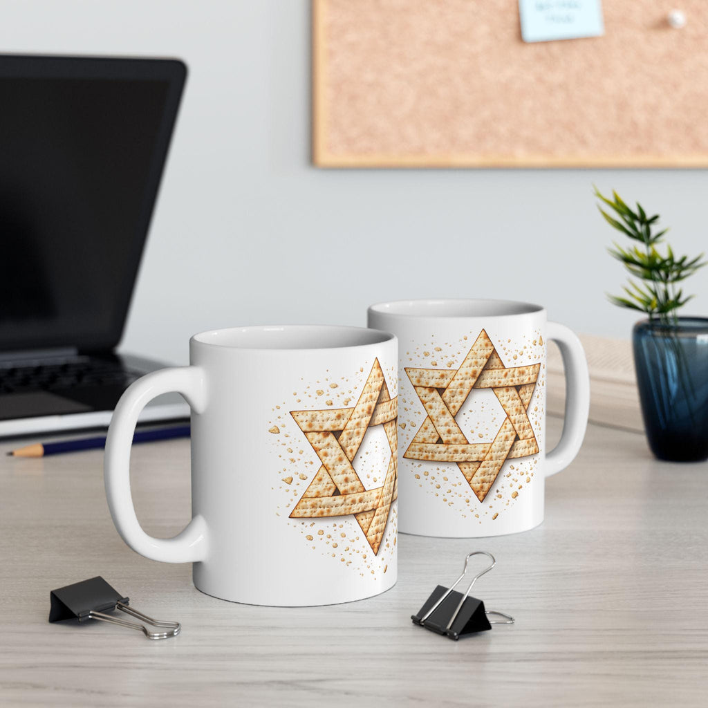 Matzah Star of David Mug, Modern Passover Judaica Drinkware