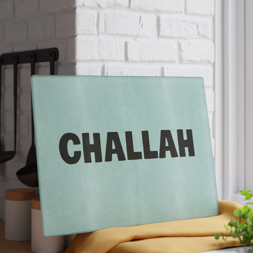 Challah Glass Cutting Board 15x11, Modern Judaica Challah Board, Shabbat Serving Tray, Jewish Kitchen Decor Gift