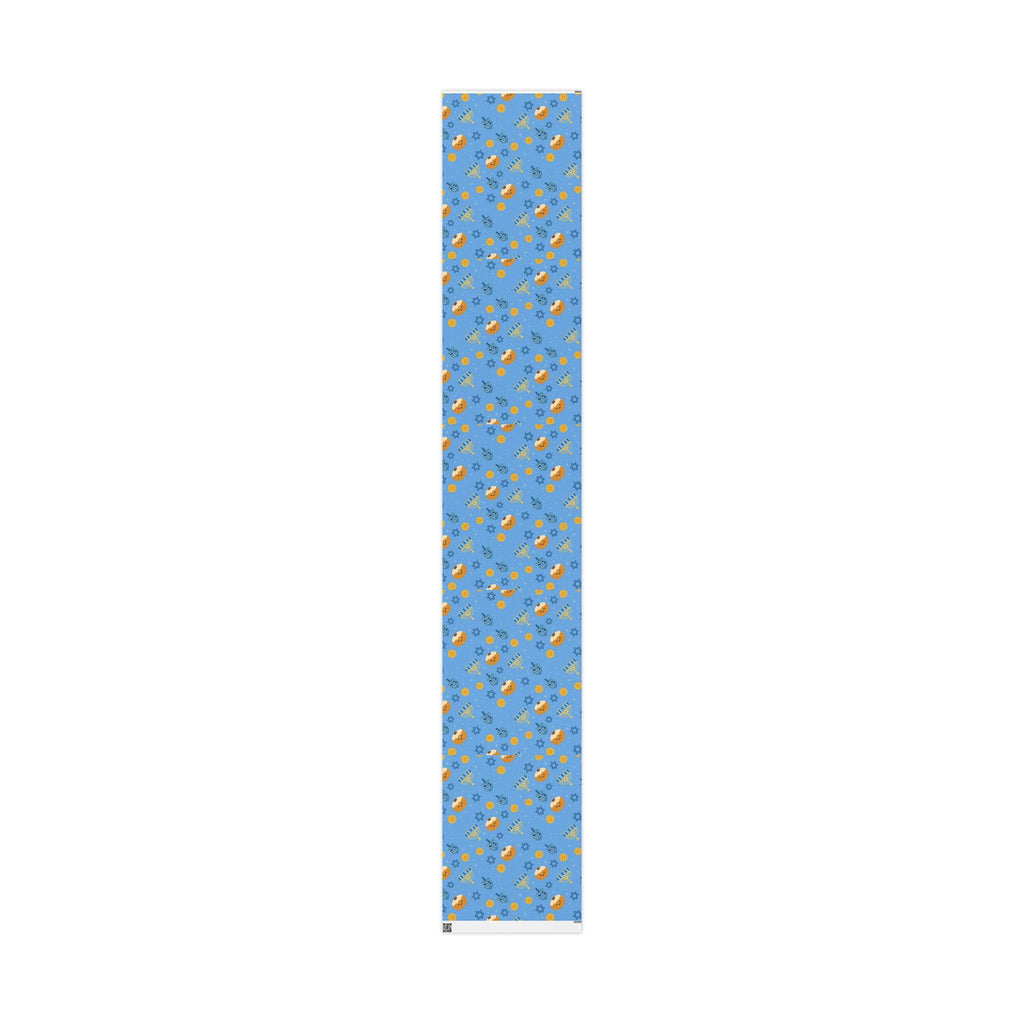 Blue Hanukkah Wrapping Paper, Modern Judaica Gift Wrap, Jewish Holiday Present Packaging