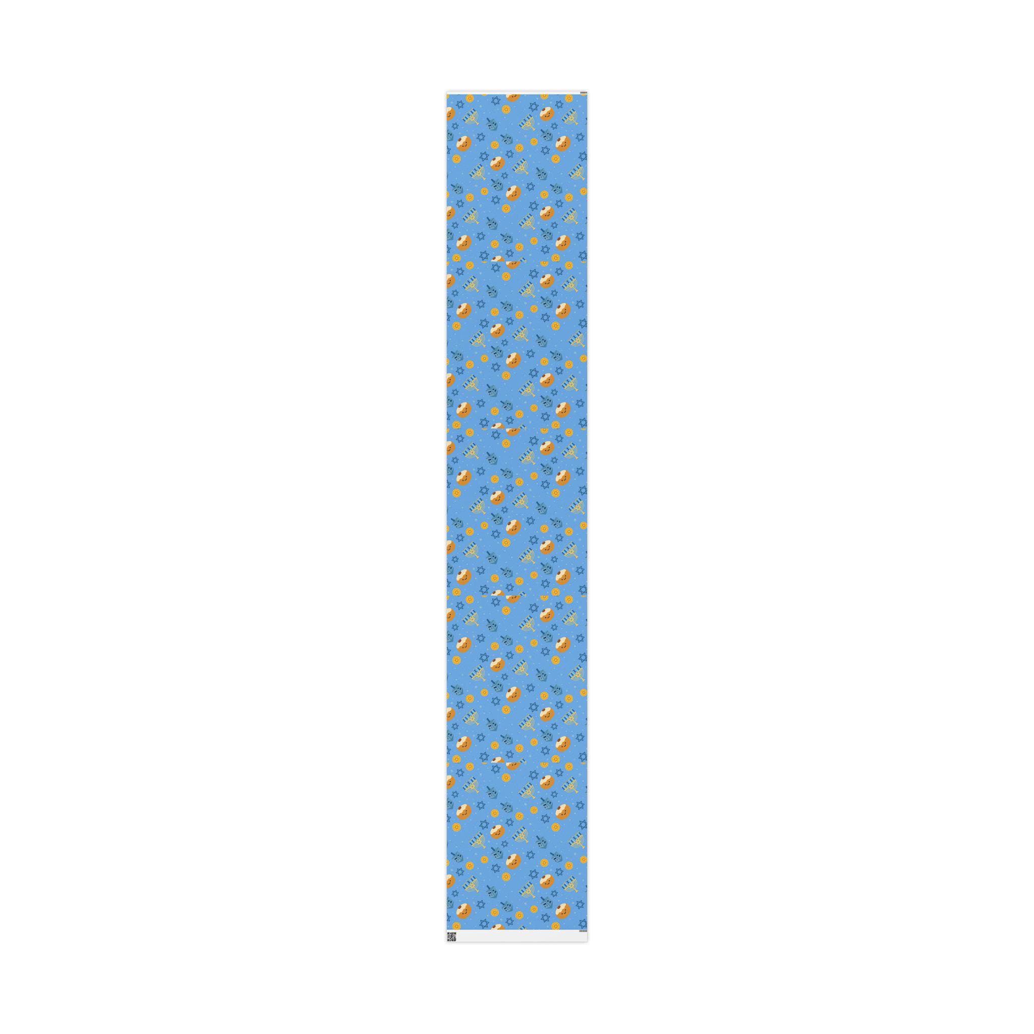 Blue Hanukkah Wrapping Paper, Modern Judaica Gift Wrap, Jewish Holiday Present Packaging