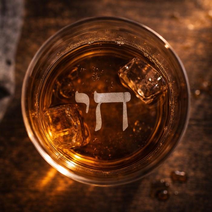 L'Chaim Hebrew Engraved Whiskey Glass, Jewish Wedding Gift