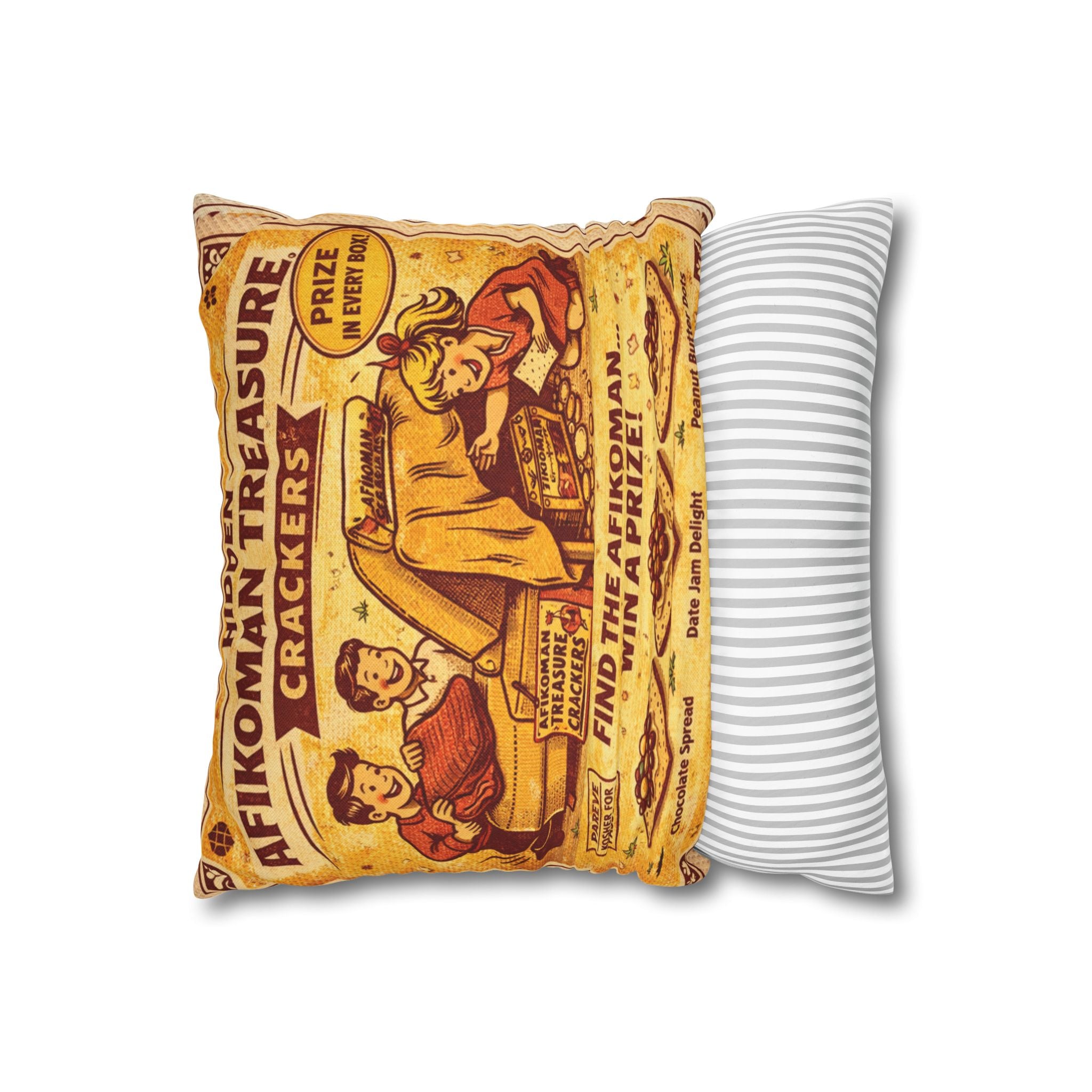 Passover Matzah afikomen Decorative Pillow Cover, Vintage Jewish Kitchen Art Cushion Case, Seder Hostess Gift, Holiday Home Decor