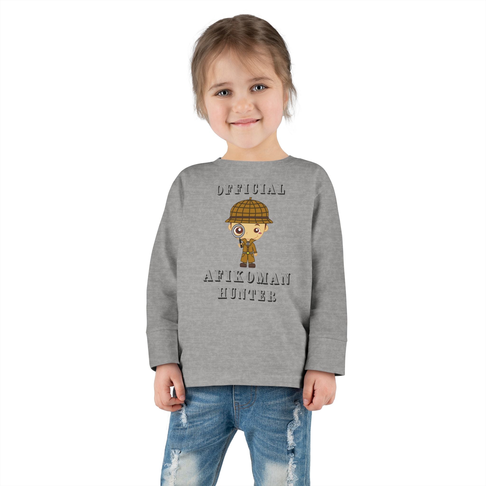 Afikomen Hunter Toddler Long Sleeve Tee, Passover Kids Shirt, Pesach Toddler Outfit, Jewish Holiday Gift