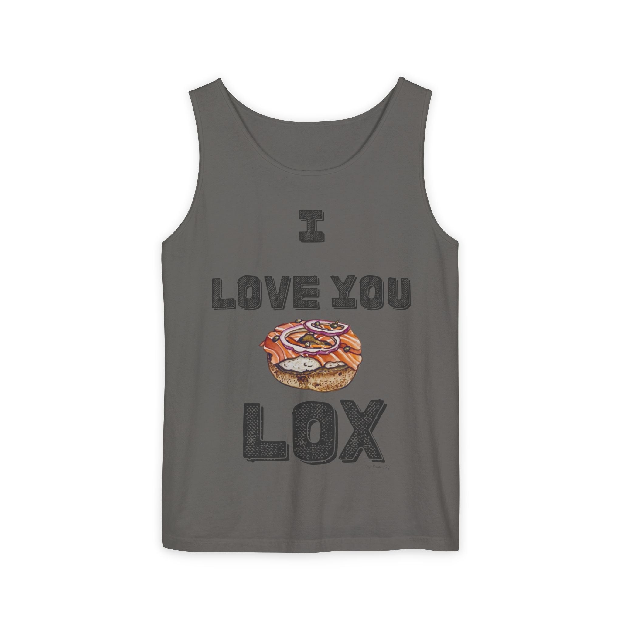 I Love You Lox Tank Top, Funny Jewish Foodie Shirt, Unisex Garment Dyed Summer Top, Bagel Lover Gift