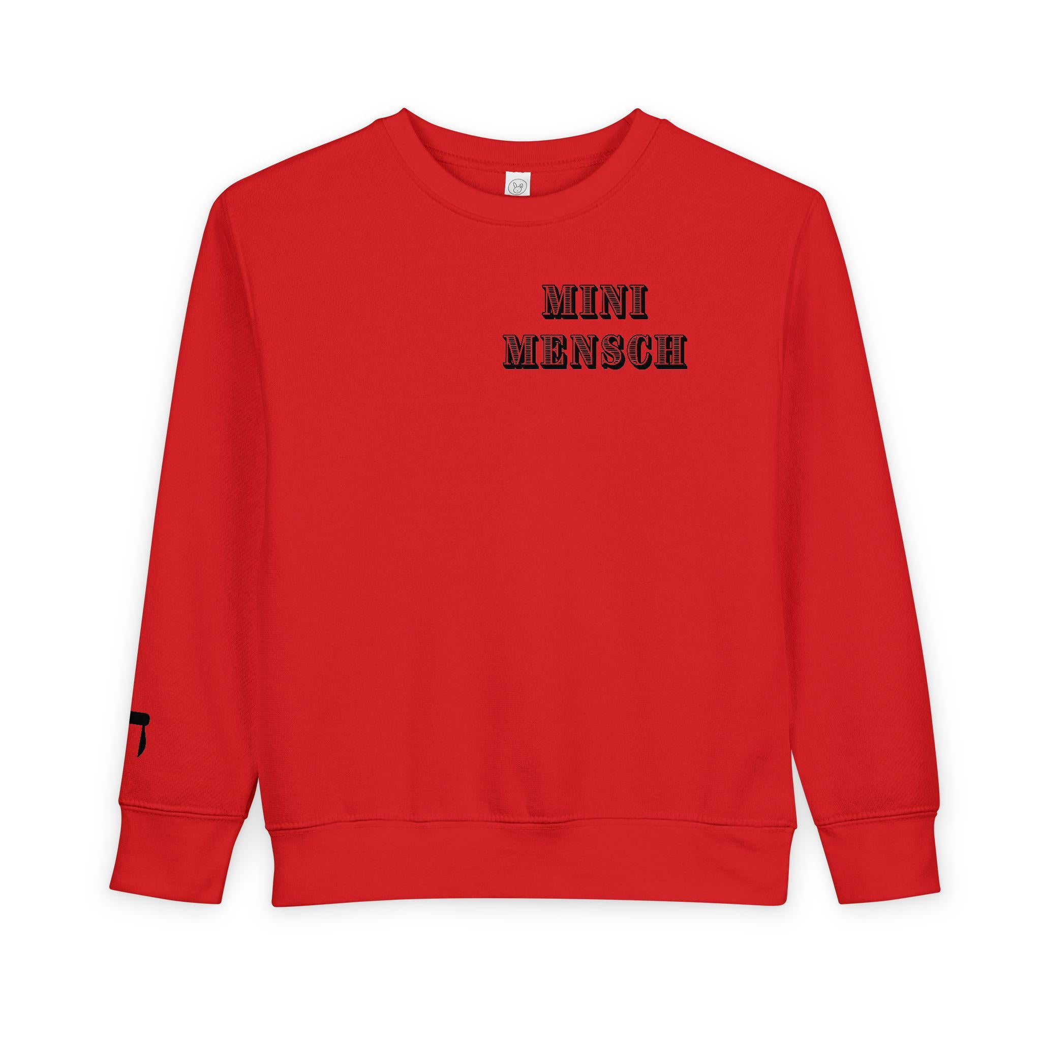 Toddler Mini Mensch Sweatshirt with Hebrew Chai Symbol, Kids Jumper