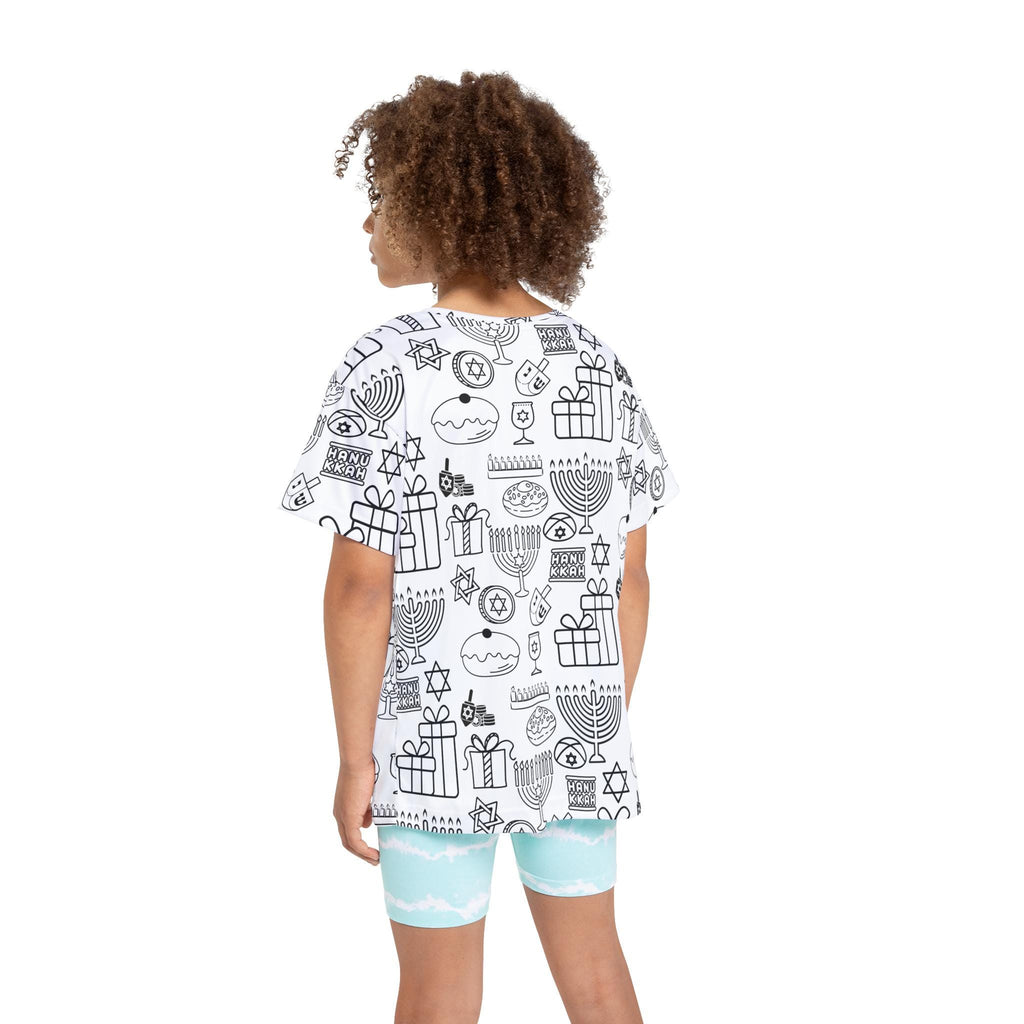 Color Your Own Hanukkah Pajama Pants, Kids Menorah Dreidel Lounge Pants