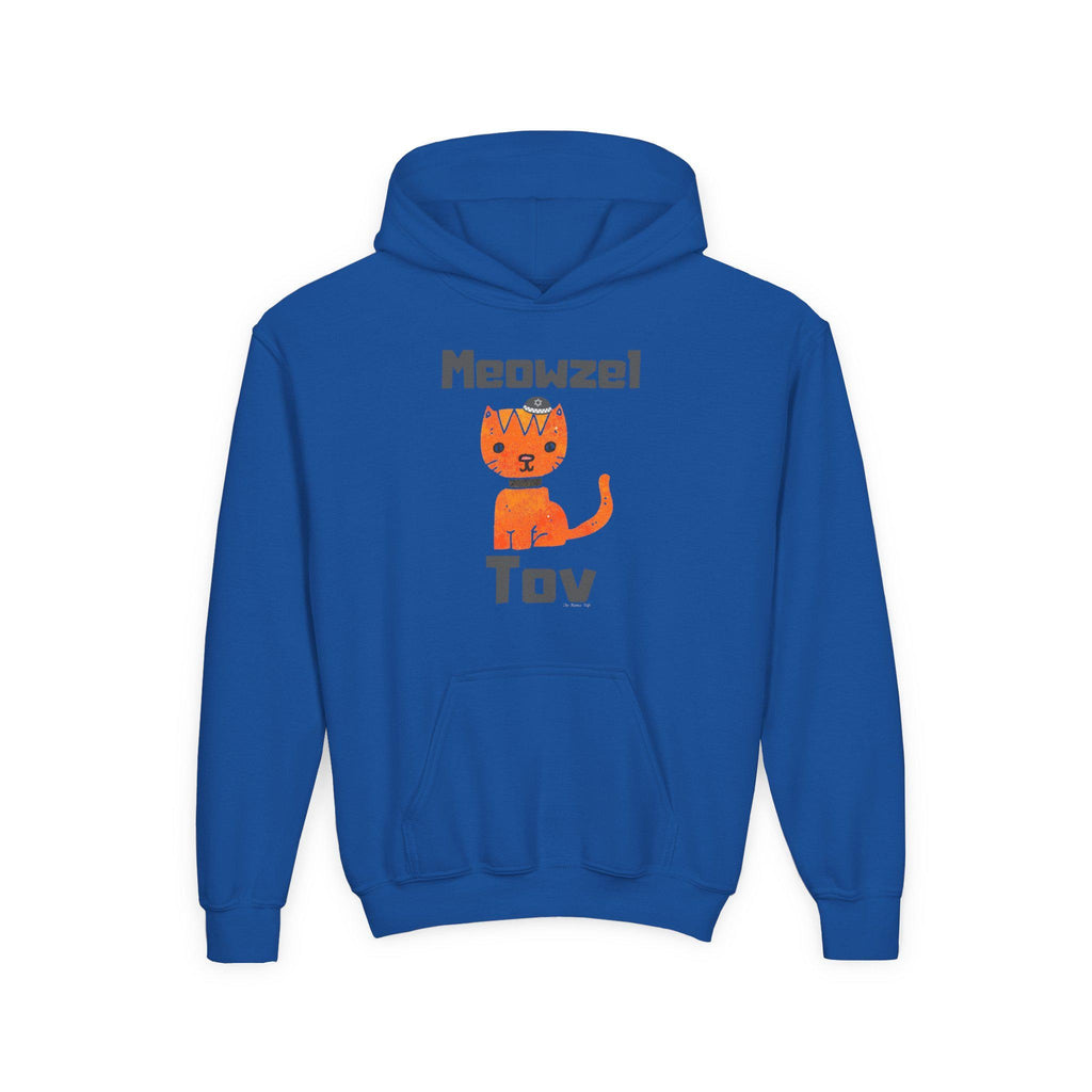 Meowel Tov Youth Hoodie Funny Jewish Cat Sweatshirt, Mazel Tov Hanukkah Gift for Kids