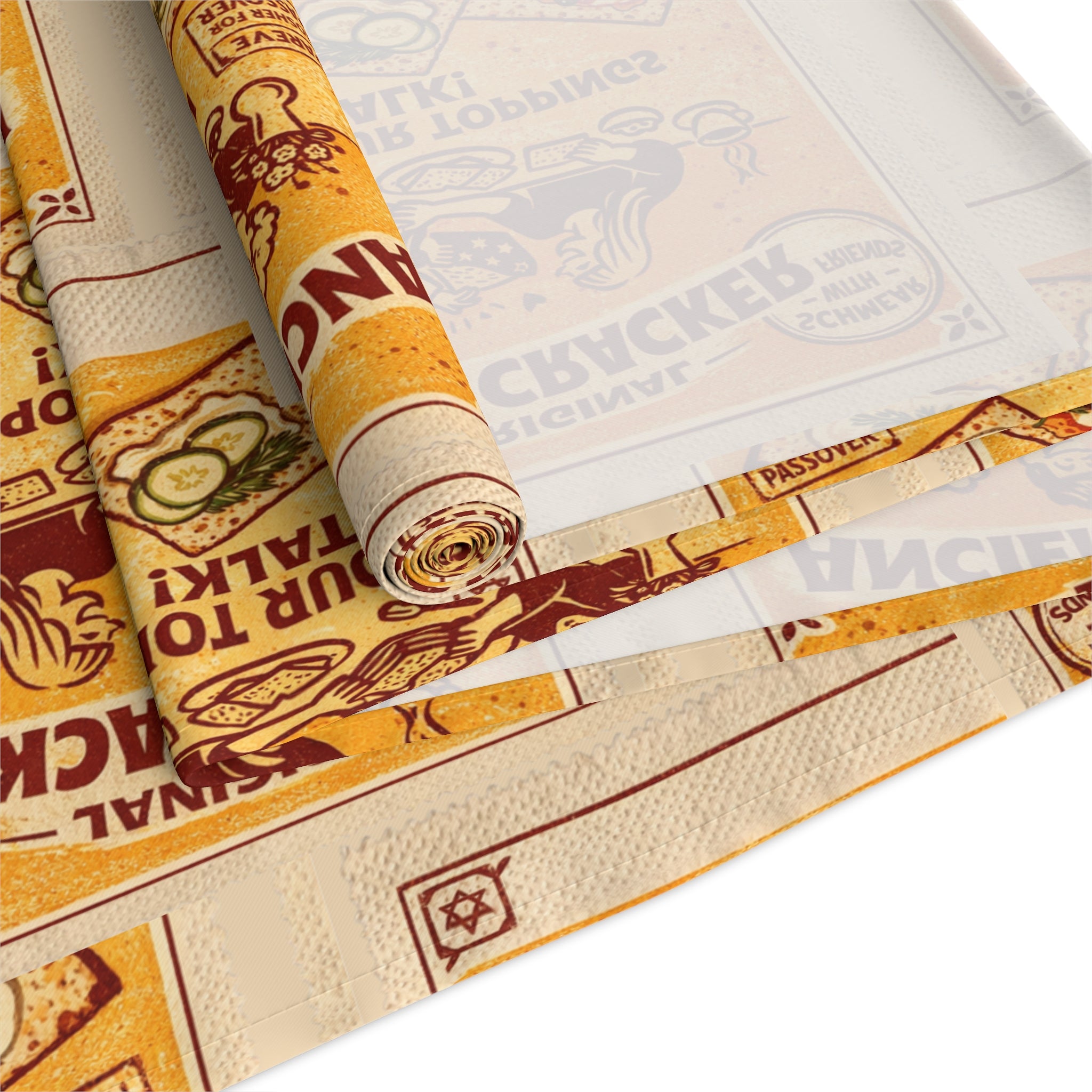 Passover Table Runner 16x90, Ancient Cracker Seder Decor, Vintage Matzah Design, Jewish Hostess Gift
