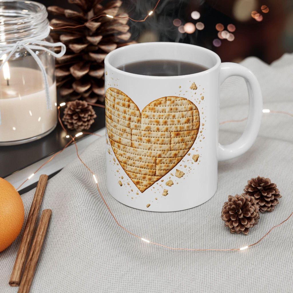 Matzah Heart Mug, Modern Judaica Passover Drinkware, Jewish Holiday Coffee Cup