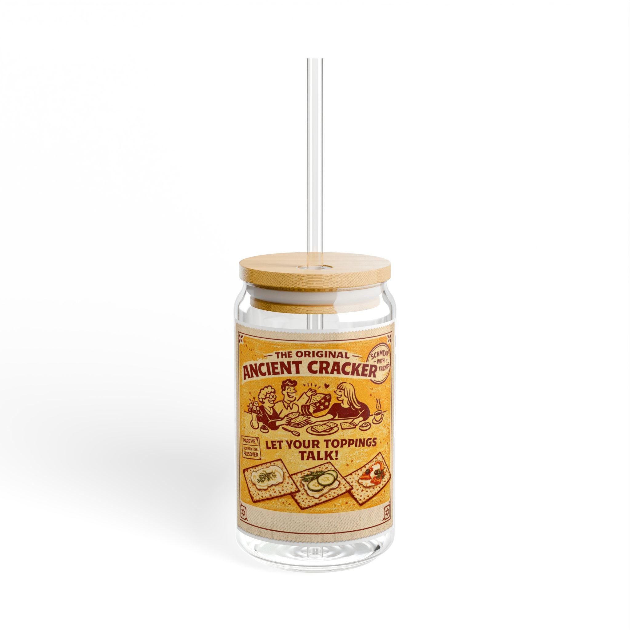 Passover Matzah Vintage Ad Sipper Glass, Retro Pesach Drinkware, Jewish Hostess Gift